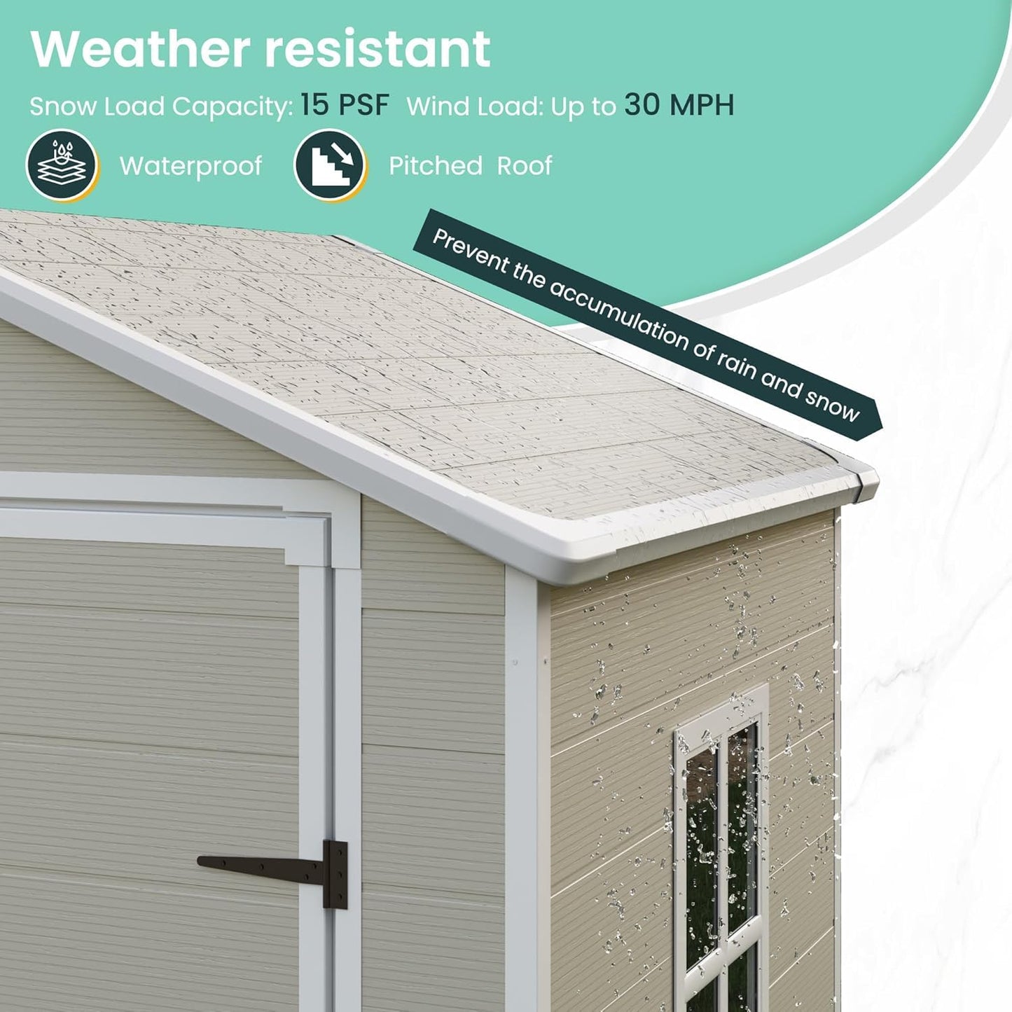 UDPATIO Outdoor Resin Storage Shed 6x4.5 FT, Plastic Garden Shed for Bike, Garbage Can, Tool, Outside Sheds & Outdoor Storage Storage Box with Lockable Door for Backyard, Patio, Lawn, Grey & White
