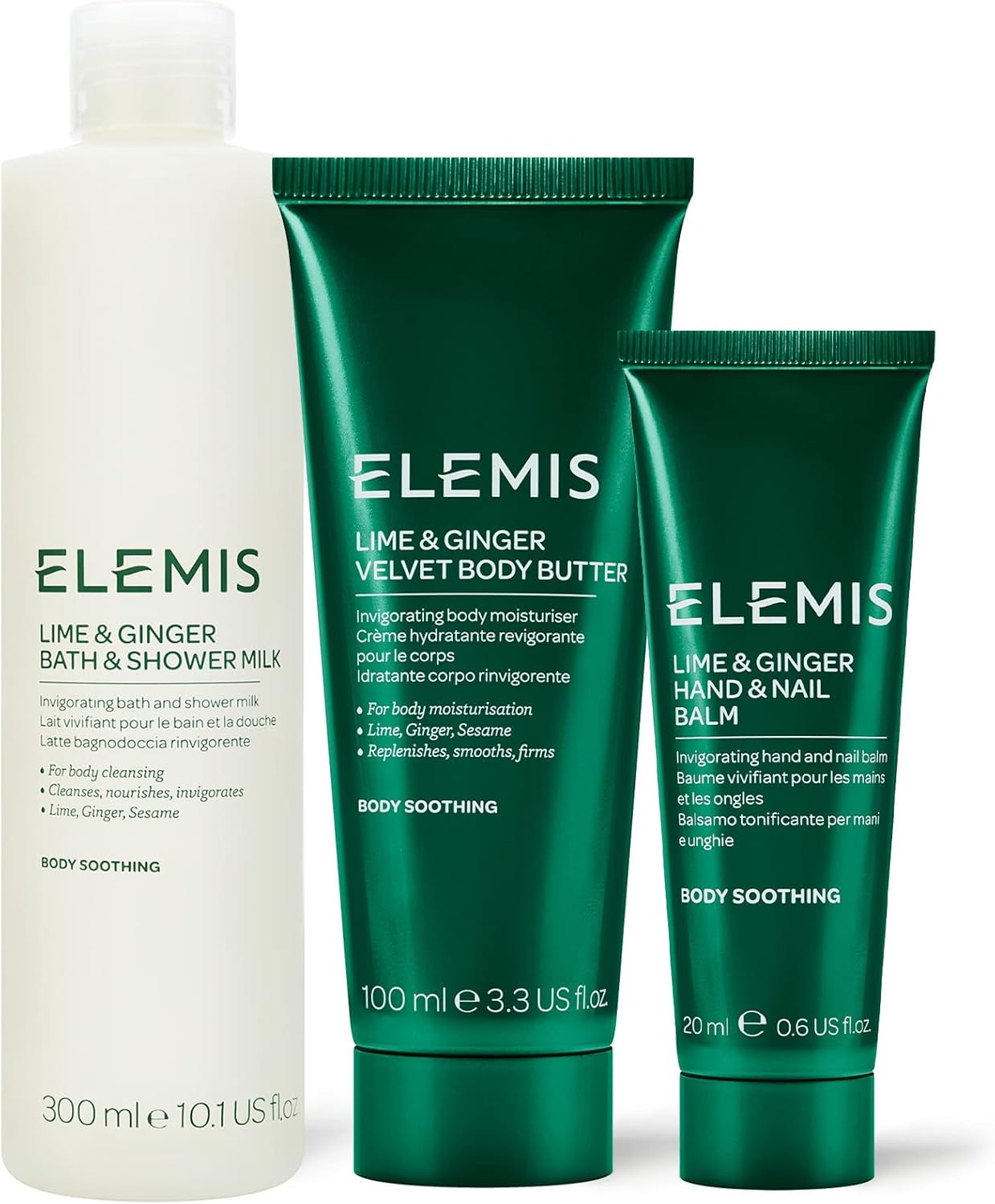 ELEMIS Lime and Ginger Body Care Trio, 3-Piece Luxury Body Care
