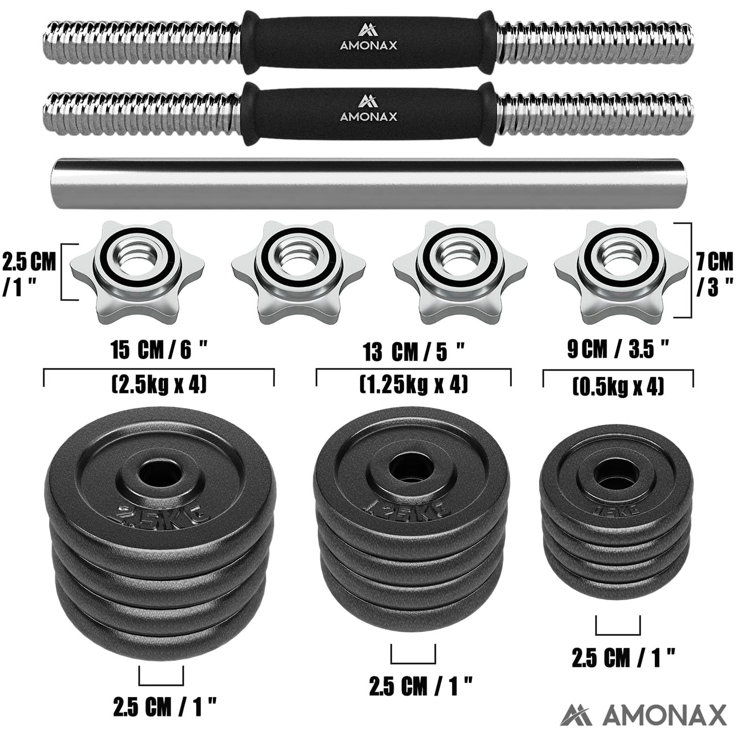Amonax 20kg 30kg Cast Iron Adjustable Dumbbells
