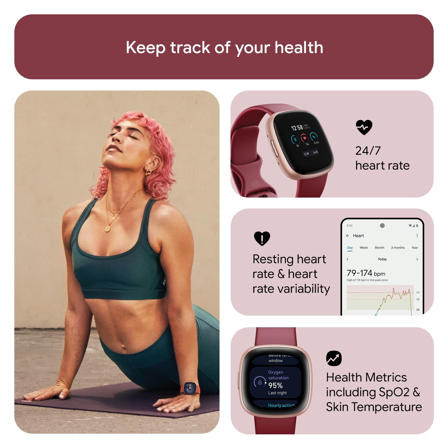 Google Fitbit Versa 4 Fitness Smartwatch with built-in GPS and up to 6 days battery life - compatible with iOS 15 or higher & Android OS 9.0 or higher
