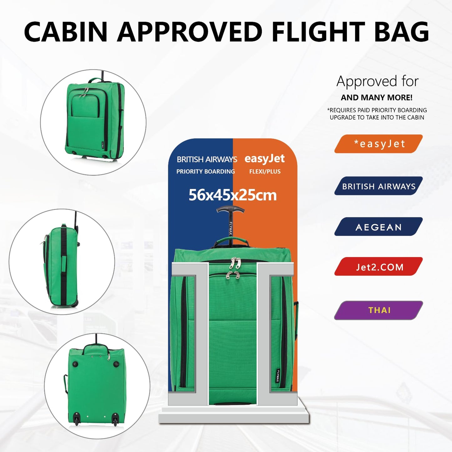 56x45x25 Easyjet Cabin Bag Hand Luggage Approved Cabin Case