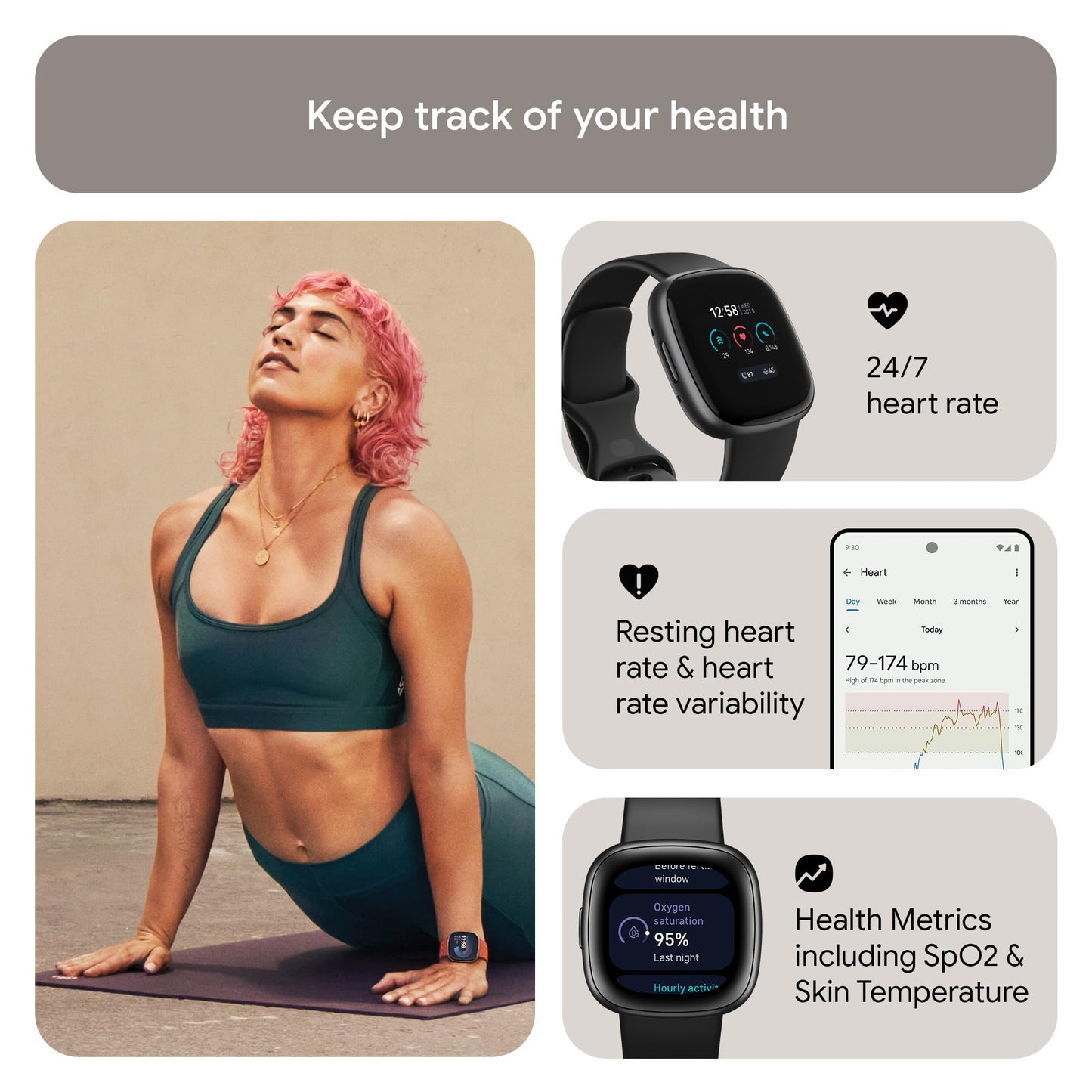 Google Fitbit Versa 4 Fitness Smartwatch with built-in GPS and up to 6 days battery life - compatible with iOS 15 or higher & Android OS 9.0 or higher