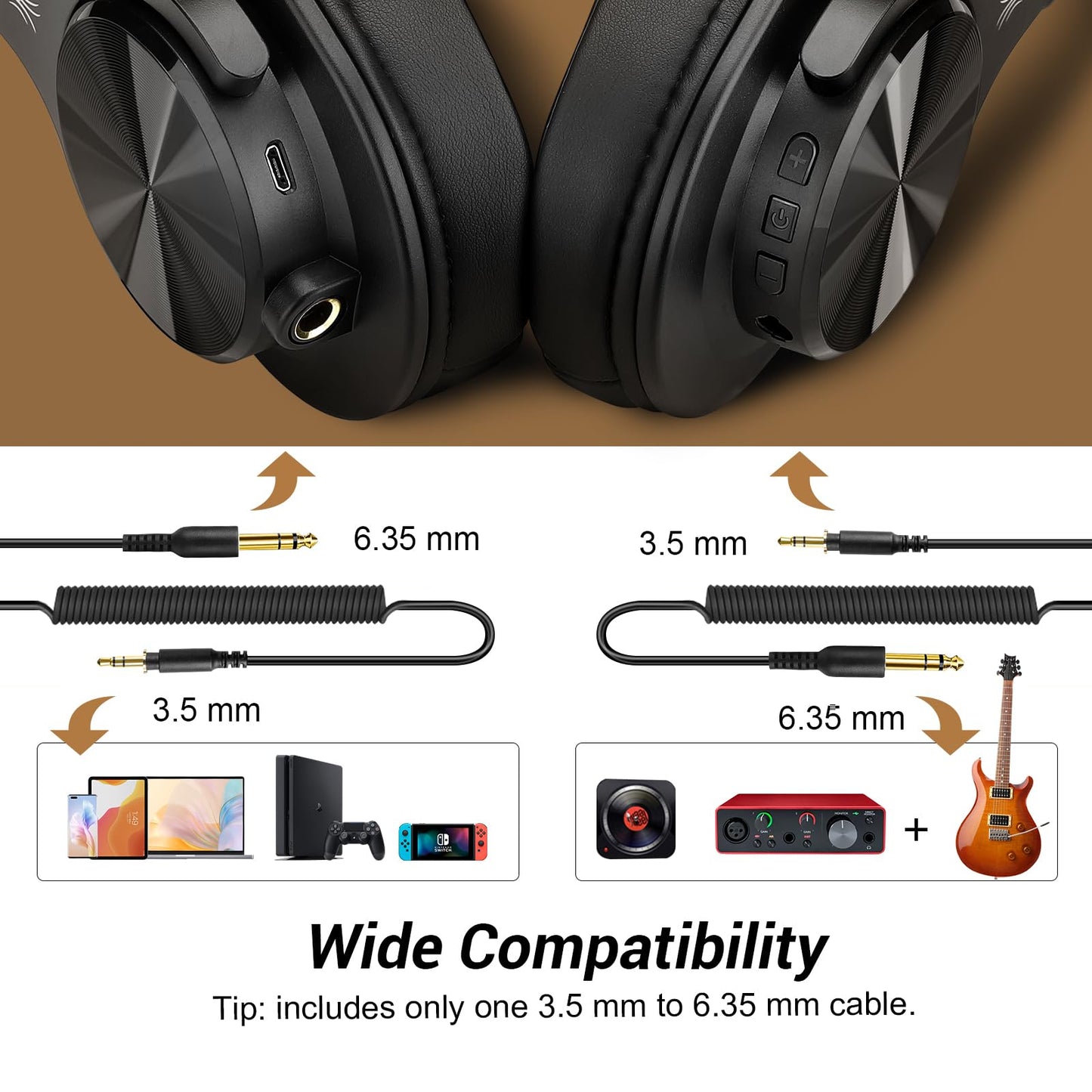 OneOdio A70 Bluetooth Headphones Over Ear, 72 Hrs Playtime, Monitor Level Stereo Sound Quality, Foldable Wireless&Wired DJ Headphone, Professional Studio Headphones for DJ/TV/PC/Phone