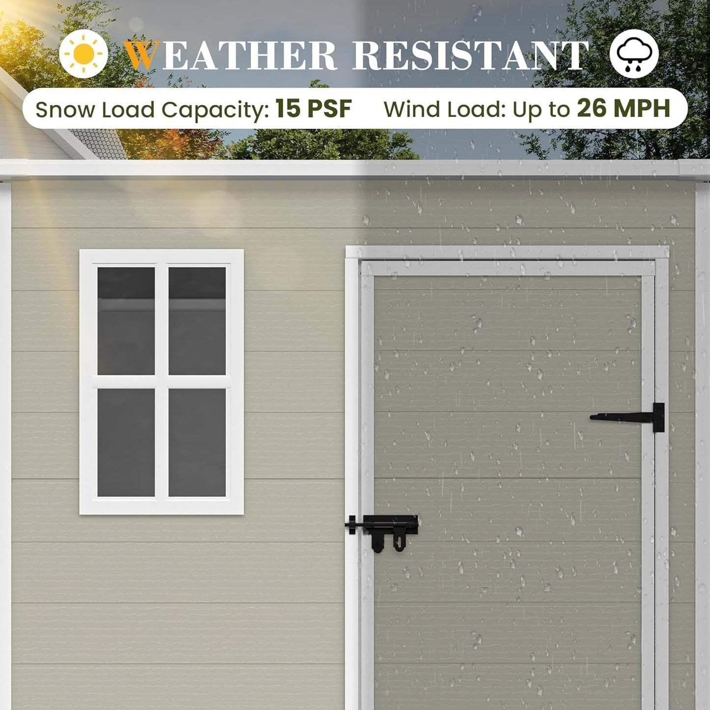 UDPATIO Outdoor Resin Storage Shed 6x4.5 FT, Plastic Garden Shed for Bike, Garbage Can, Tool, Outside Sheds & Outdoor Storage Storage Box with Lockable Door for Backyard, Patio, Lawn, Grey & White