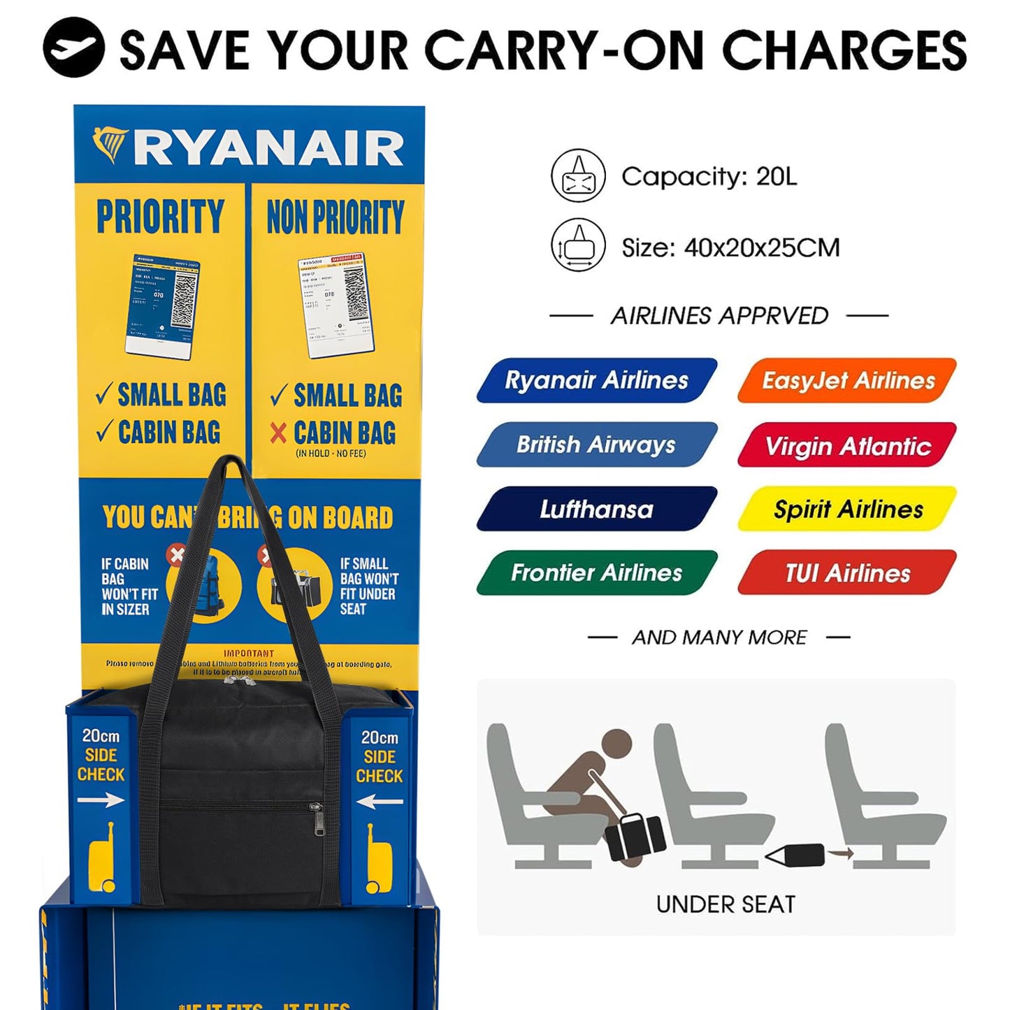 CNMTCCO for Ryanair Cabin Bag 40x20x25