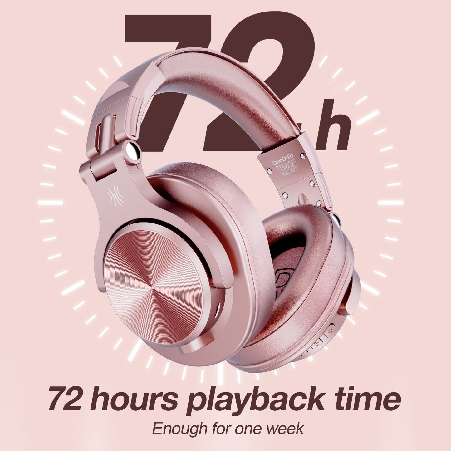 OneOdio A70 Bluetooth Headphones Over Ear, 72 Hrs Playtime, Monitor Level Stereo Sound Quality, Foldable Wireless&Wired DJ Headphone, Professional Studio Headphones for DJ/TV/PC/Phone