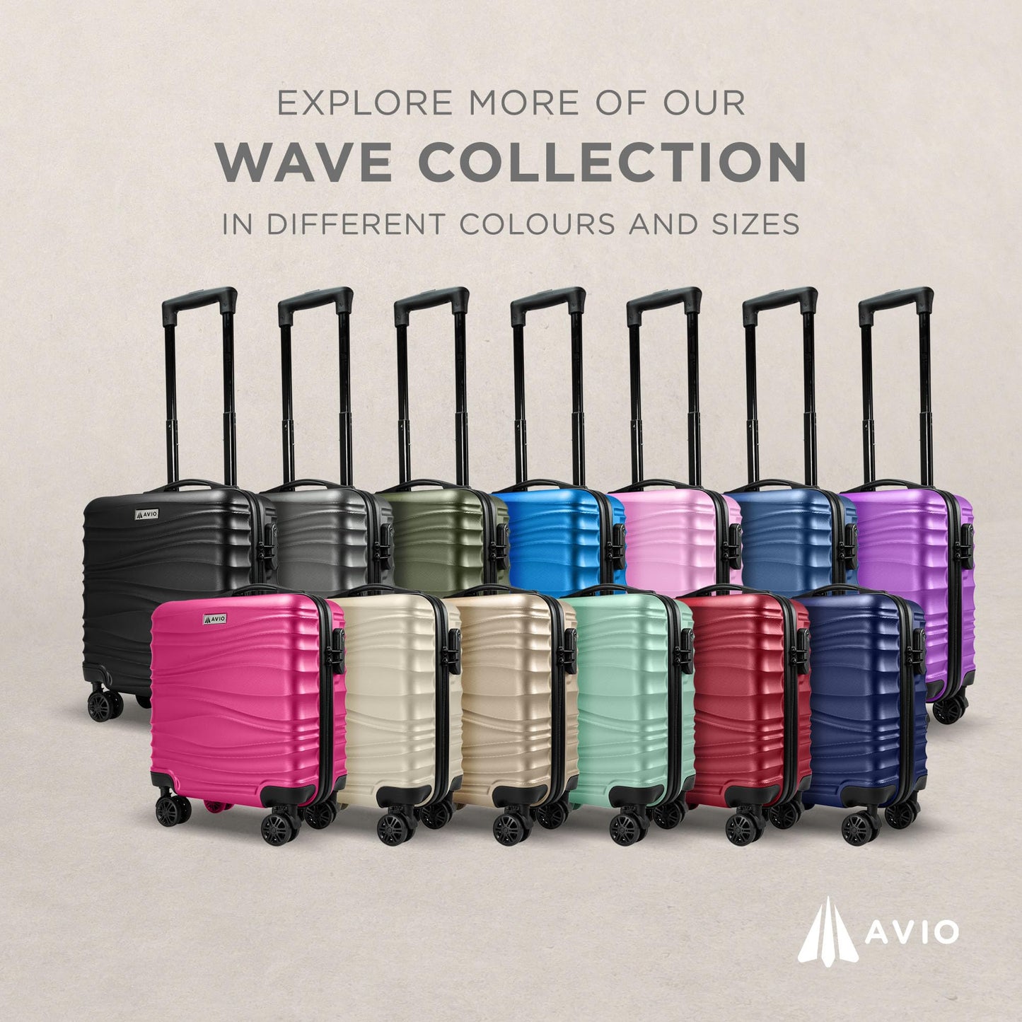 Wave Cabin Suitcase 45x36x20cm - Lightweight Double Wheel Luggage Bag