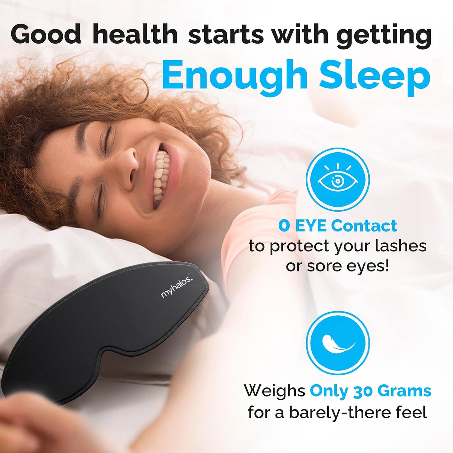 MyHalos 100% Blackout Sleep Masks for Women & Men