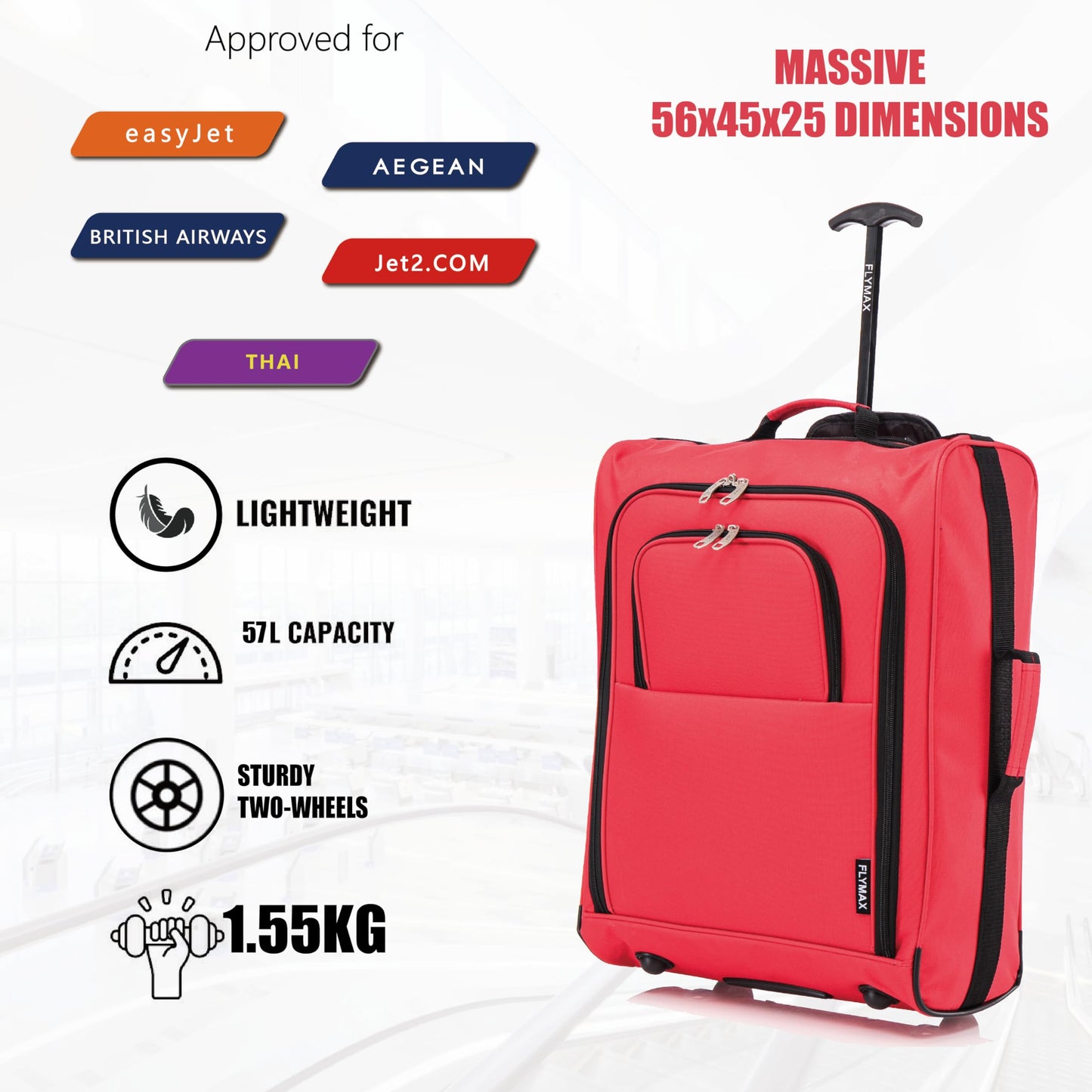 56x45x25 Easyjet Cabin Bag Hand Luggage Approved Cabin Case