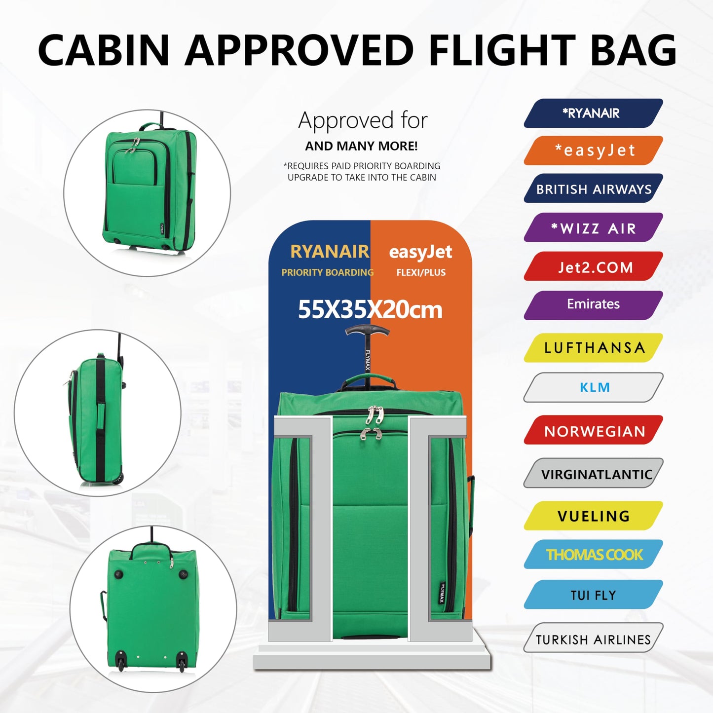 56x45x25 Easyjet Cabin Bag Hand Luggage Approved Cabin Case
