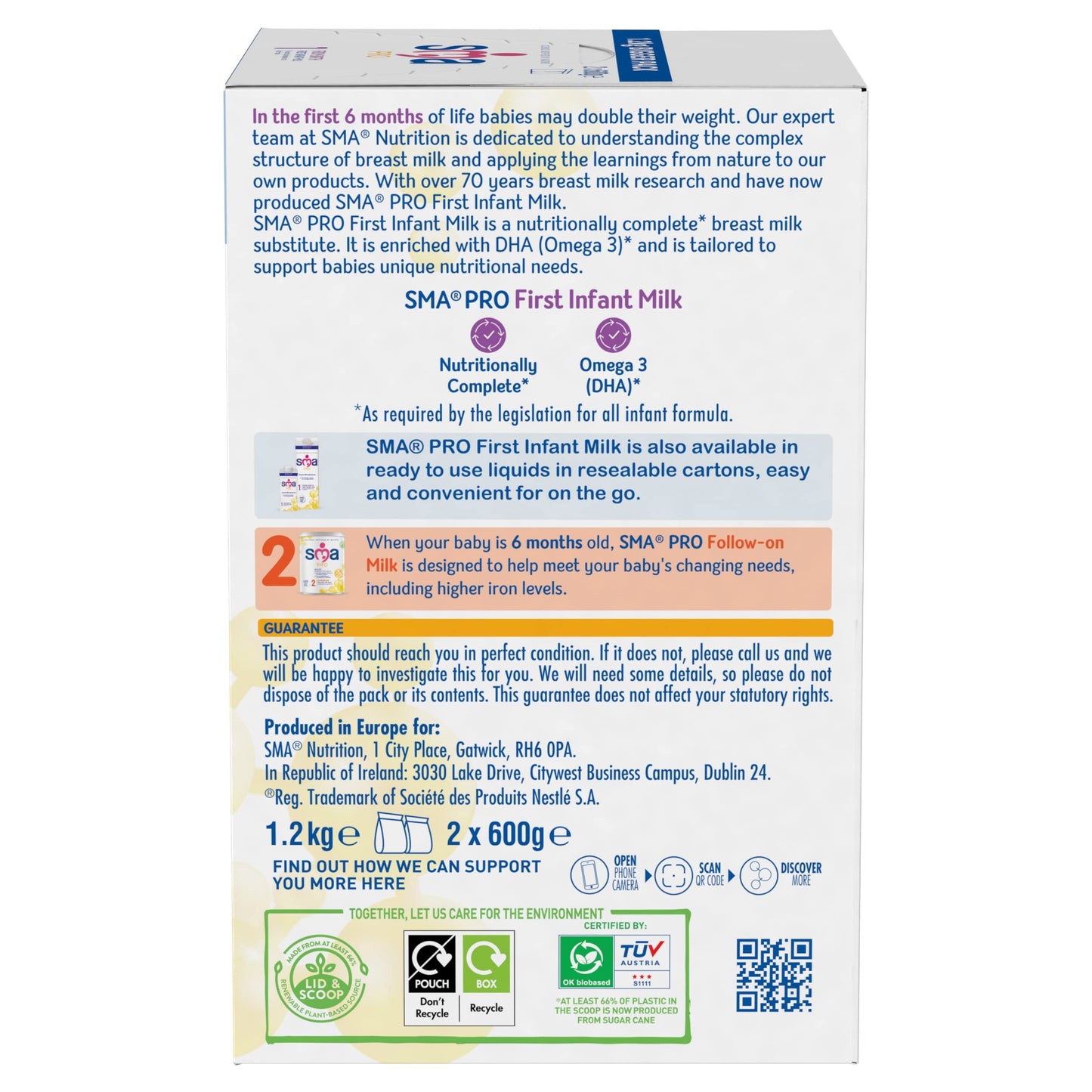 SMA First Infant Baby Milk Powder Formula , from birth , 1.2 kg (Pack of 1),packaging may vary