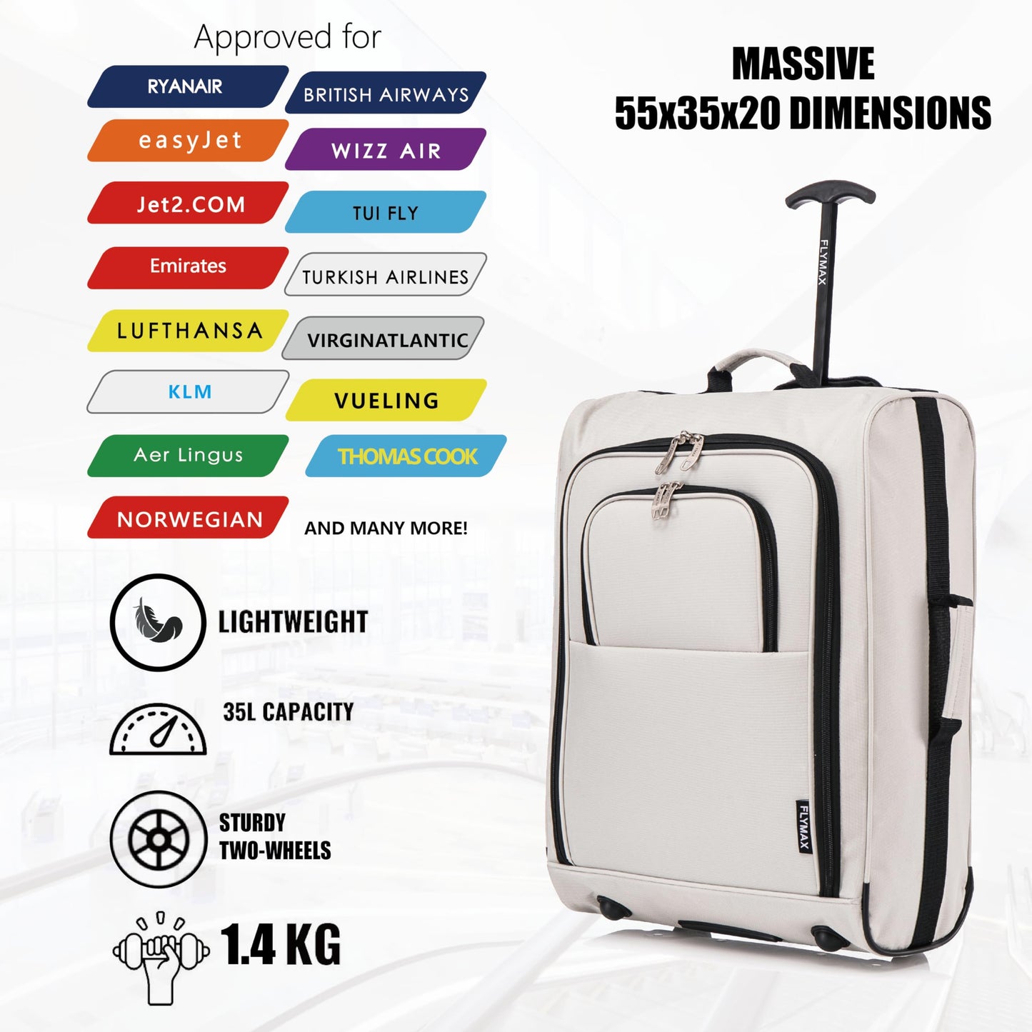56x45x25 Easyjet Cabin Bag Hand Luggage Approved Cabin Case