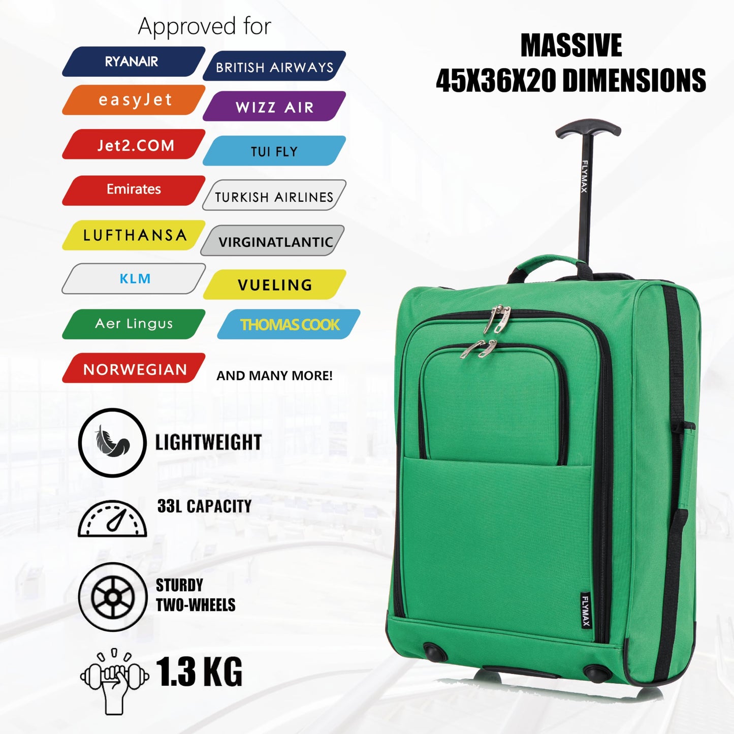56x45x25 Easyjet Cabin Bag Hand Luggage Approved Cabin Case