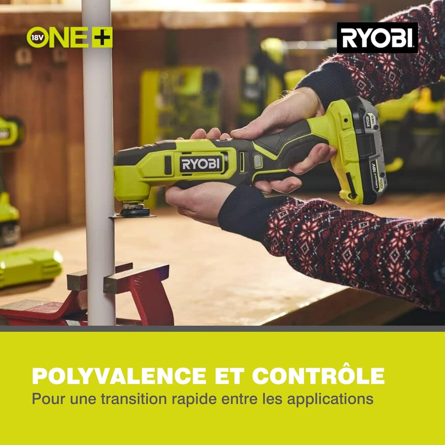 RYOBI RMT18-0 18V ONE+ Cordless Multi-Tool (Bare Tool), Hyper Green