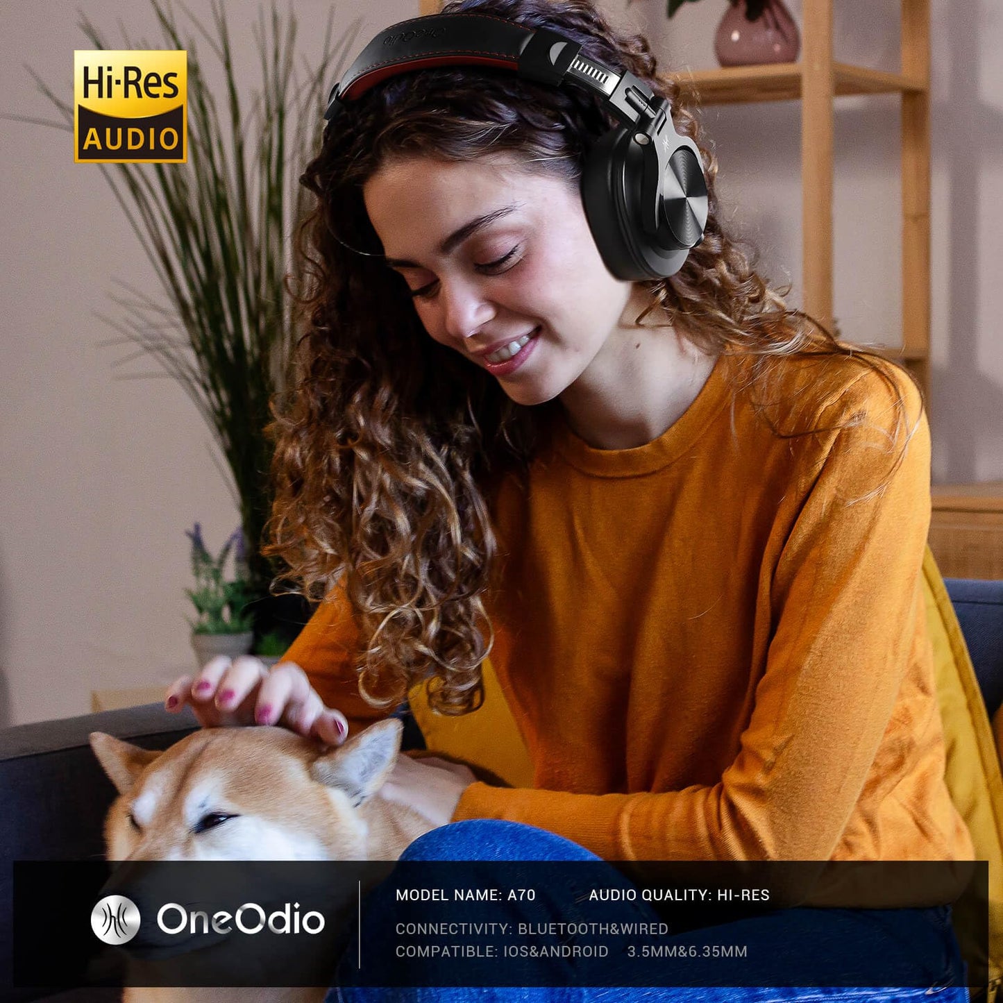 OneOdio A70 Bluetooth Headphones Over Ear, 72 Hrs Playtime, Monitor Level Stereo Sound Quality, Foldable Wireless&Wired DJ Headphone, Professional Studio Headphones for DJ/TV/PC/Phone