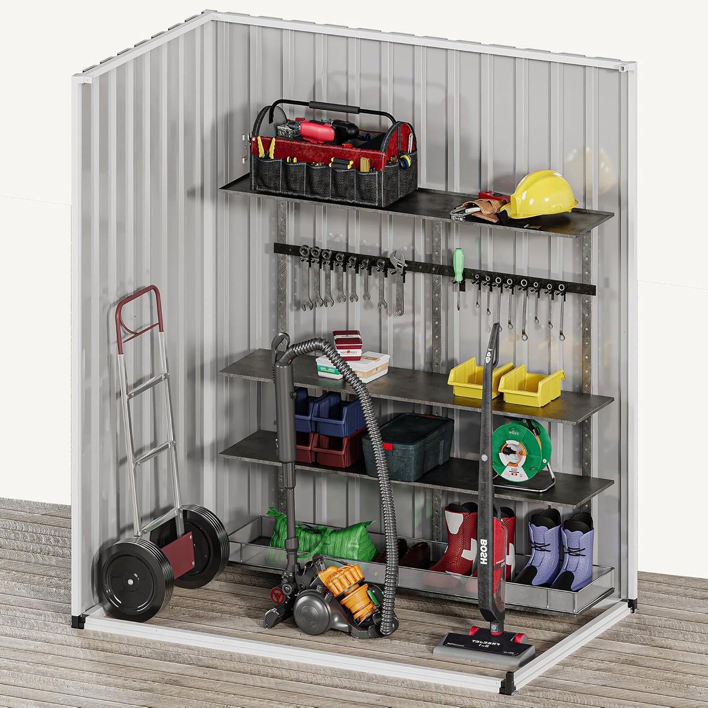 YITAHOME 5x3ft Outdoor Storage Shed, Weatherproof Tool Shed w/Locking Entry & Ventilation for Grass Cutter, Bike, Equipment, Courtyard, Garden (White)