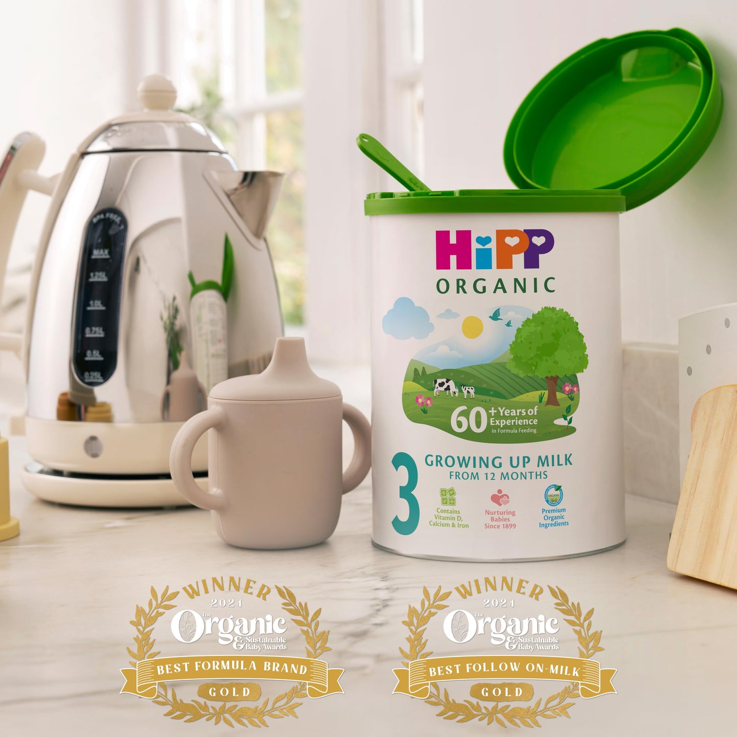 HiPP Organic 3 Growing up Baby Milk Powder Formula, From 12 Months, 600g (Pack of 4)