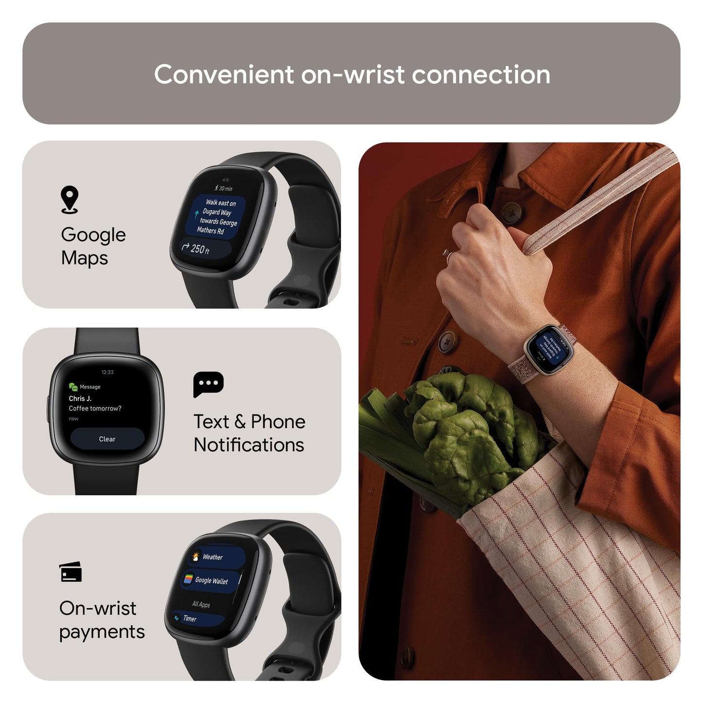 Google Fitbit Versa 4 Fitness Smartwatch with built-in GPS and up to 6 days battery life - compatible with iOS 15 or higher & Android OS 9.0 or higher