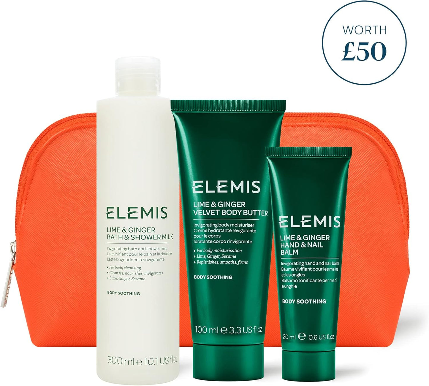ELEMIS Lime and Ginger Body Care Trio, 3-Piece Luxury Body Care