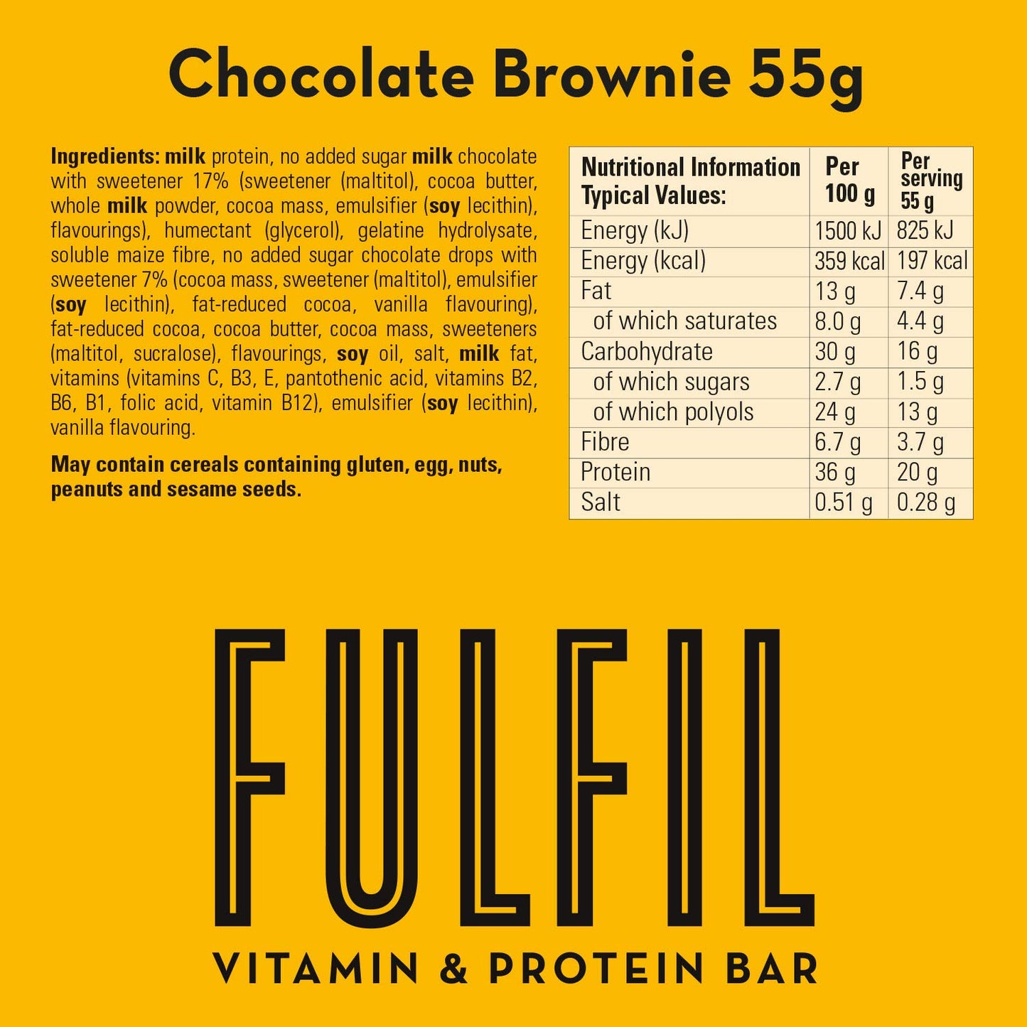 FULFIL Vitamin and Protein Bars (15 x 55 g Bars)