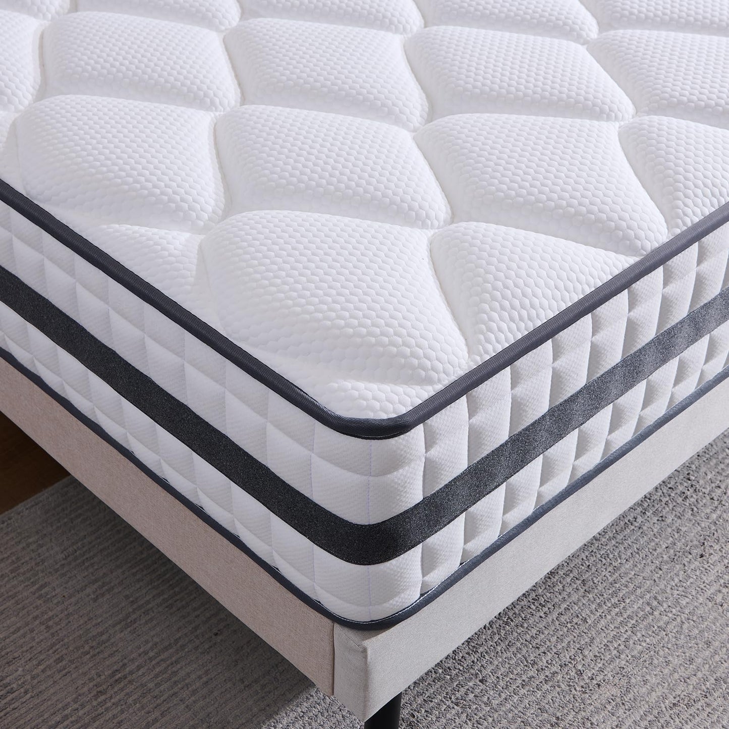 Twirest Double Mattress, Hybrid Memory Foam and Spring Mattress, Zonal Support, Decompression, Medium Firm, Soft and Breathable Cloth, Rolled-in-Box, 135x190x22cm