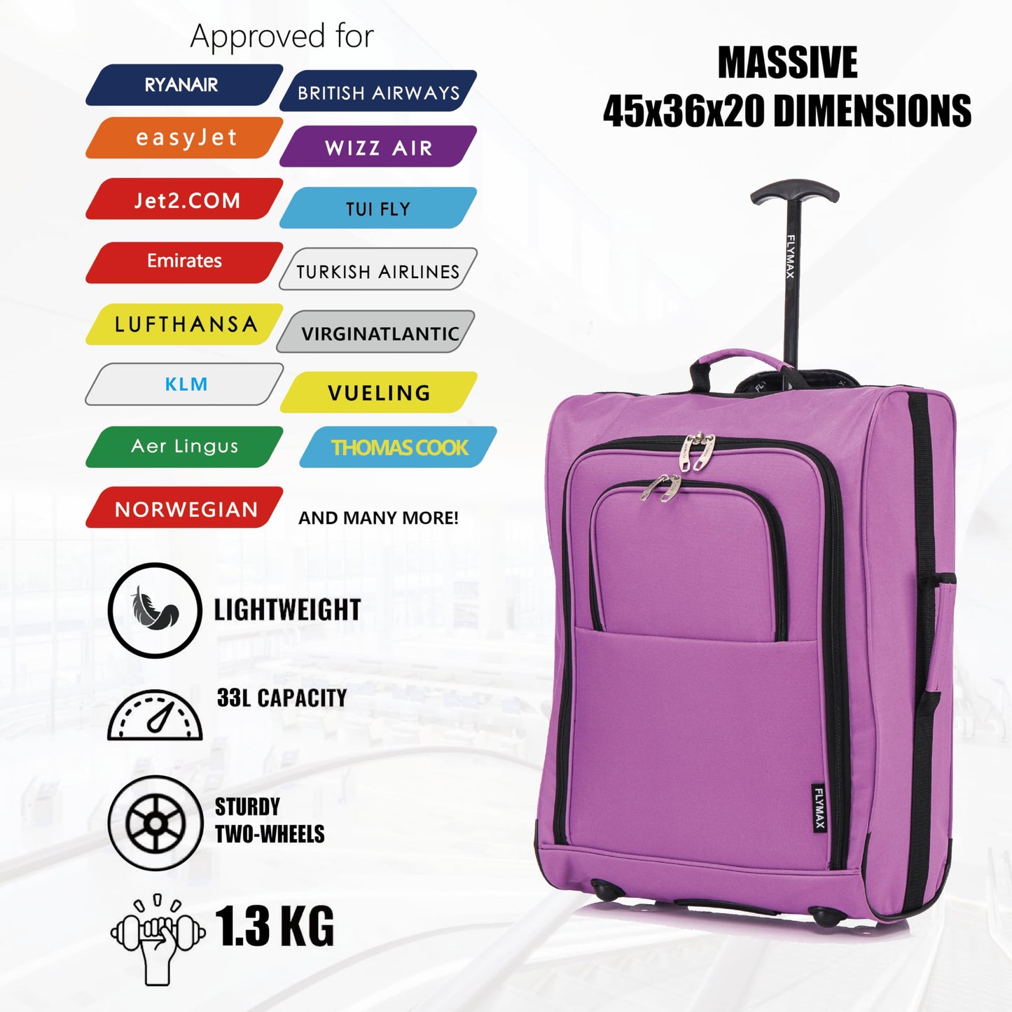 56x45x25 Easyjet Cabin Bag Hand Luggage Approved Cabin Case