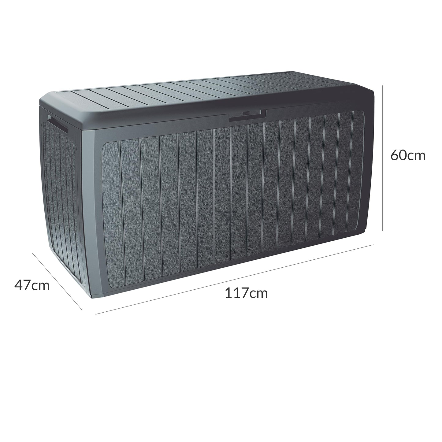 CASARIA® 290 Litre Garden Storage Box | Plastic Outdoor Tool Chest on Wheels | Lockable | Parcel Box | Log Store | Weatherproof | Wood Effect | 117x47x60cm | Brown