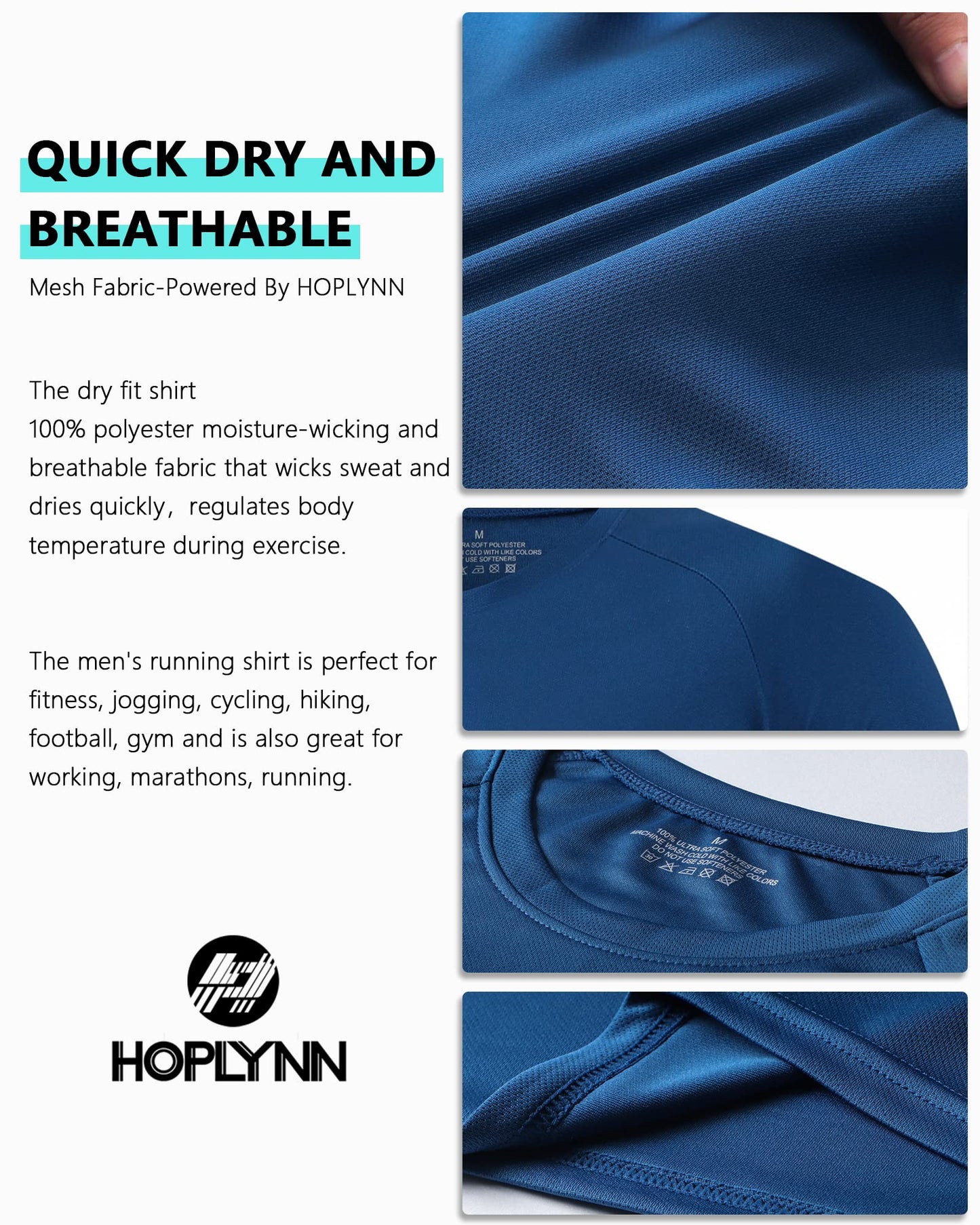 HOPLYNN 3/5 Pack Running Shirts Men