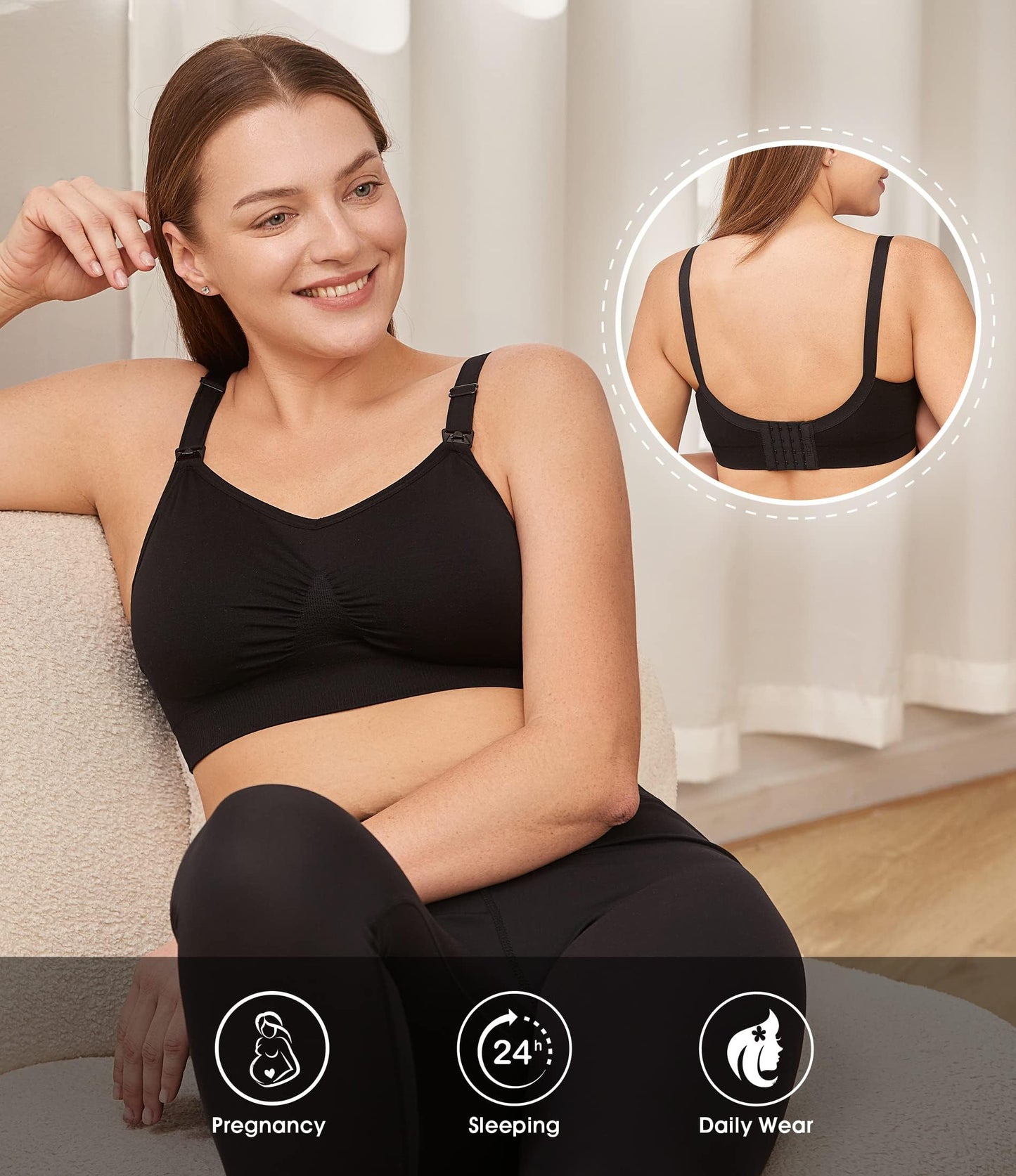 HOFISH 3PACK Full Bust Seamless Nursing Maternity Bras