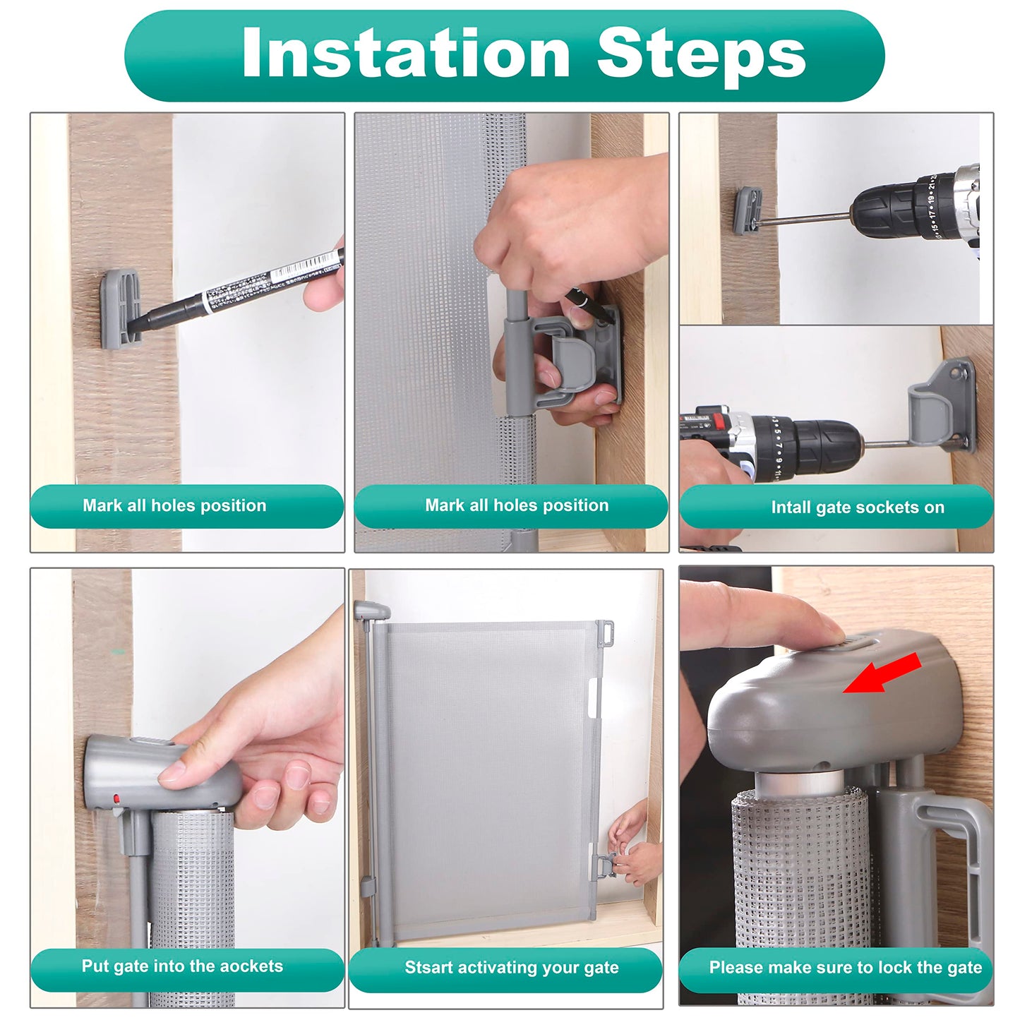 Retractable Stair Gate, Upgraded Stair Gates