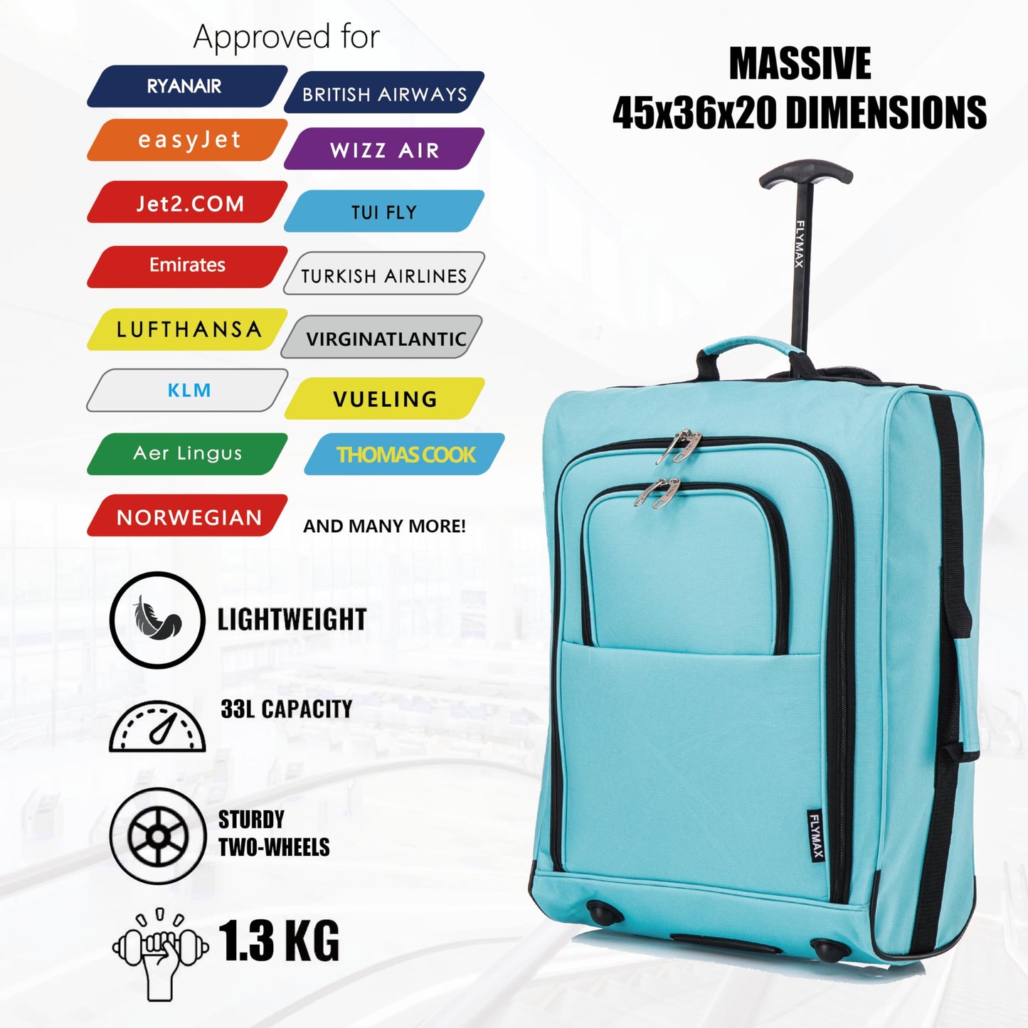 56x45x25 Easyjet Cabin Bag Hand Luggage Approved Cabin Case
