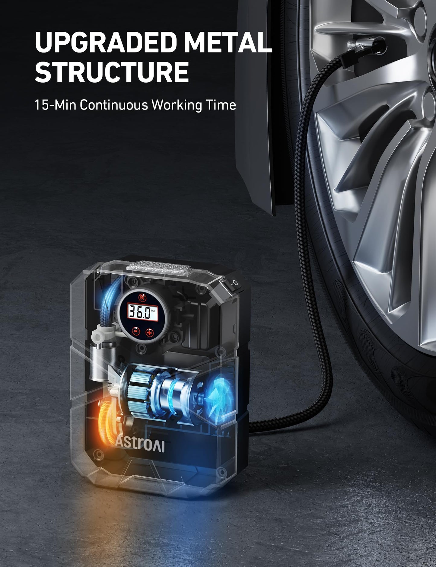 AstroAI Tyre Inflator Air Compressor 12V DC, Digital Car Tyre Pump 150 PSI