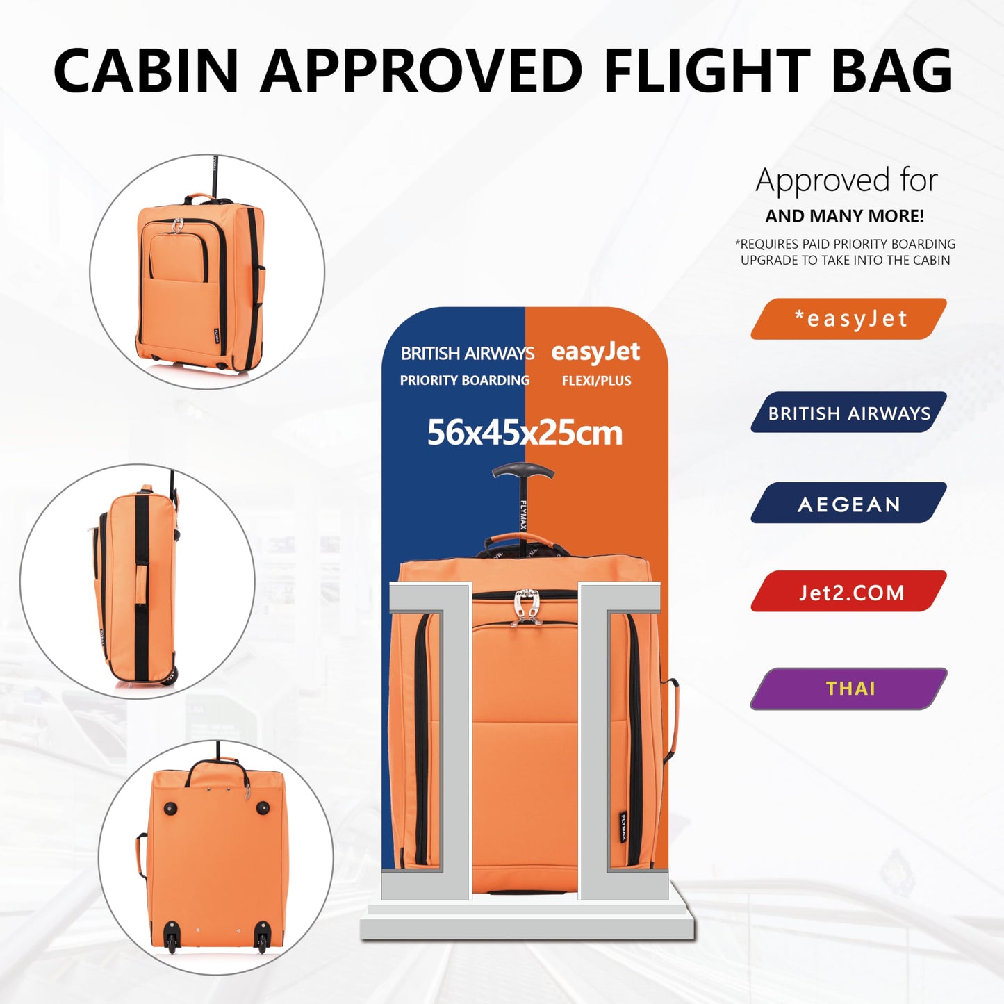 56x45x25 Easyjet Cabin Bag Hand Luggage Approved Cabin Case