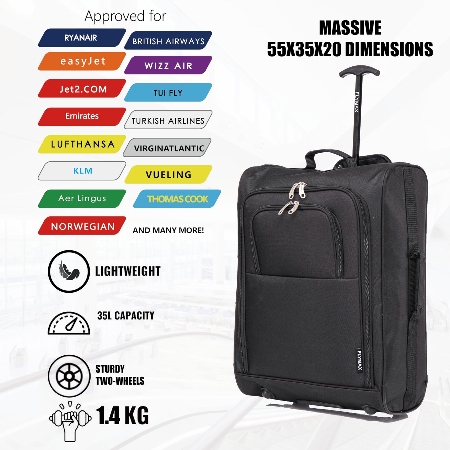 56x45x25 Easyjet Cabin Bag Hand Luggage Approved Cabin Case