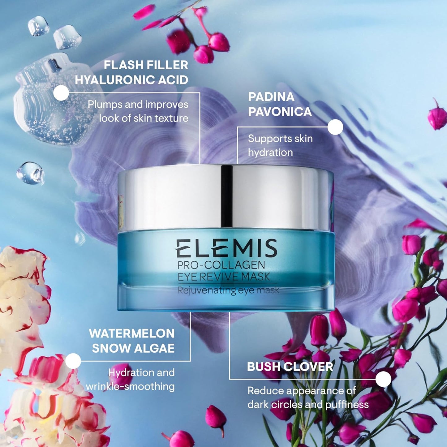 ELEMIS Pro-Collagen Eye Revive Mask, 3-in-1 Anti-Wrinkle Optic Cream for Dark Circles, Refreshing Vision Gel to Brighten, Hydrate and Rejuvenate, Moisturising Under Gaze Cream, 15ml
