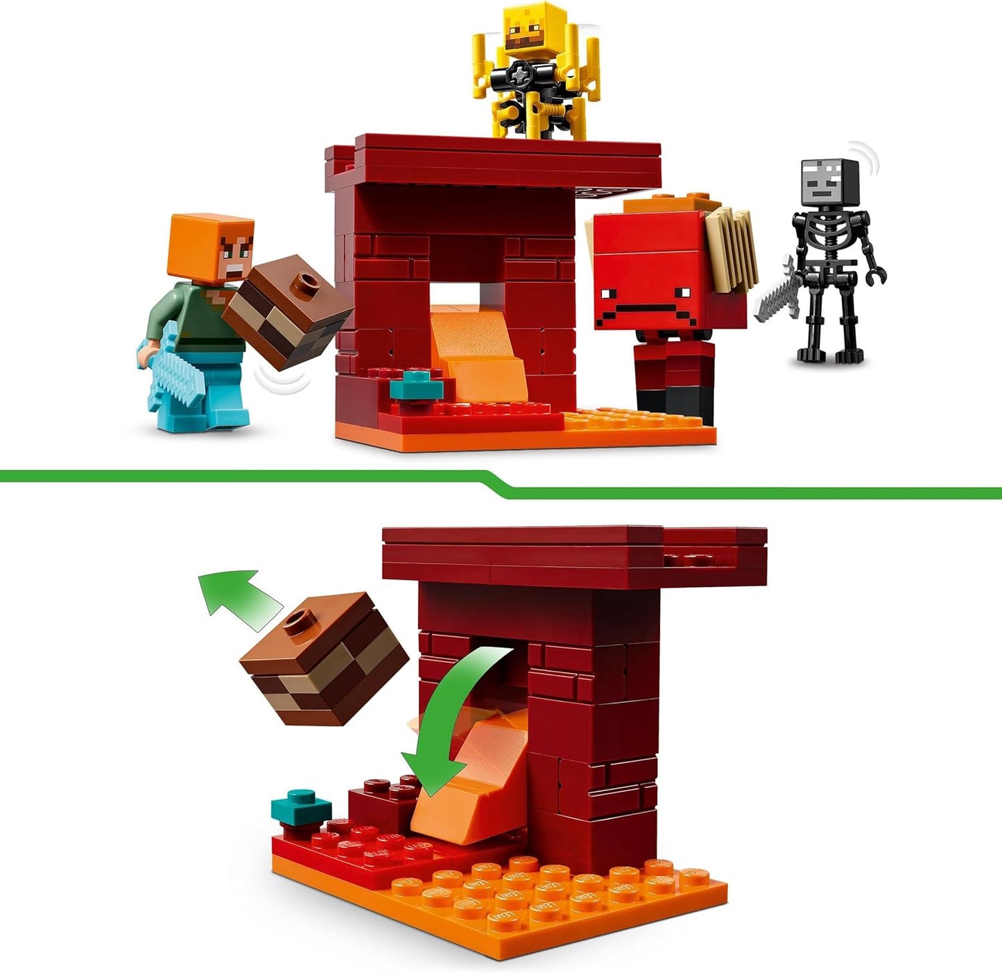 LEGO Minecraft The Nether Lava Battle Building Toy Set with an Alex Figure