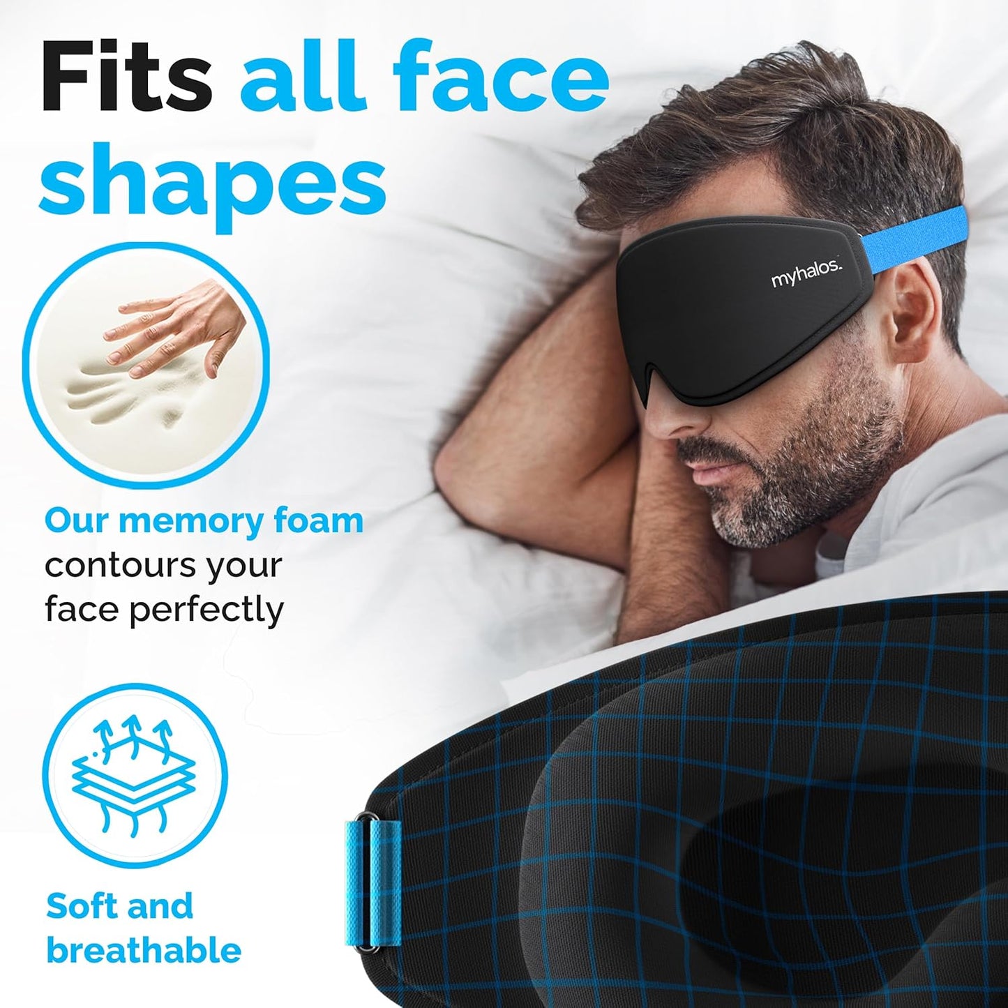 MyHalos 100% Blackout Sleep Masks for Women & Men