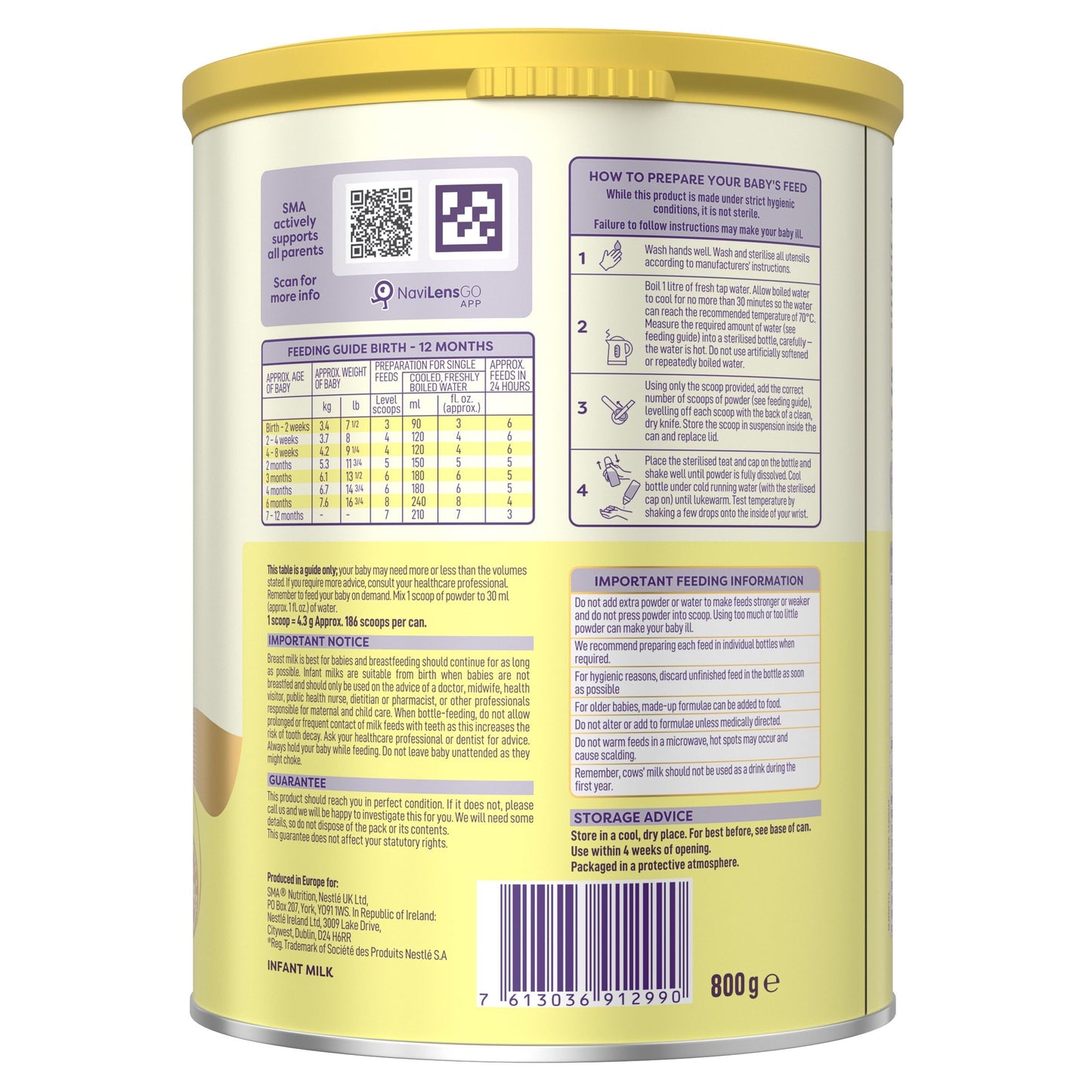 SMA First Infant Baby Milk Powder Formula , from birth , 1.2 kg (Pack of 1),packaging may vary