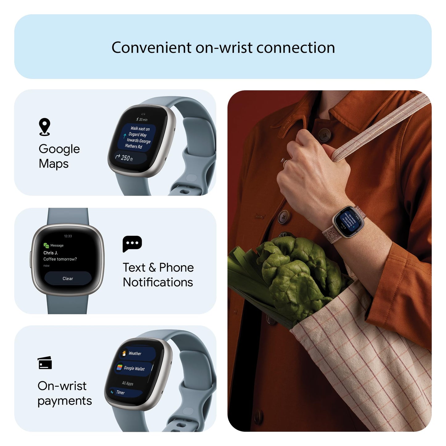 Google Fitbit Versa 4 Fitness Smartwatch with built-in GPS and up to 6 days battery life - compatible with iOS 15 or higher & Android OS 9.0 or higher