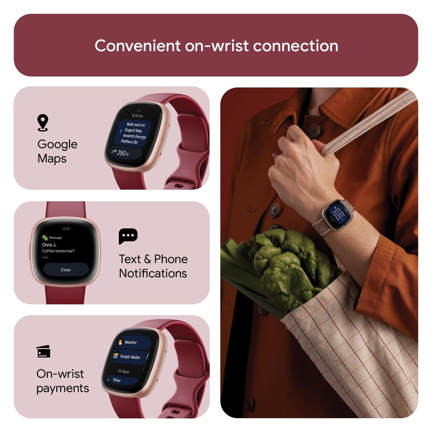 Google Fitbit Versa 4 Fitness Smartwatch with built-in GPS and up to 6 days battery life - compatible with iOS 15 or higher & Android OS 9.0 or higher