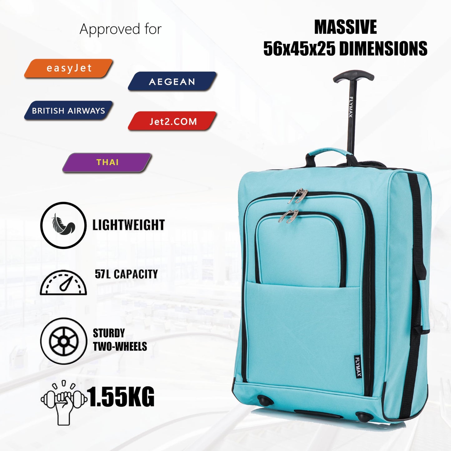 56x45x25 Easyjet Cabin Bag Hand Luggage Approved Cabin Case