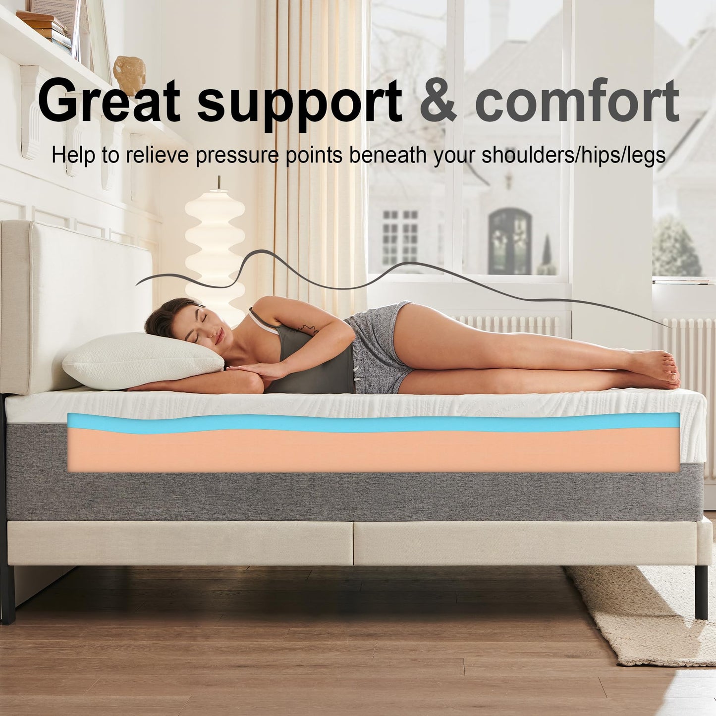 Double Mattress, Memory Foam Mattress, Medium Firm, Breathable Knitted, Soft and Skin Friendly Cloth, Mattresses in a box (135x190x20cm)