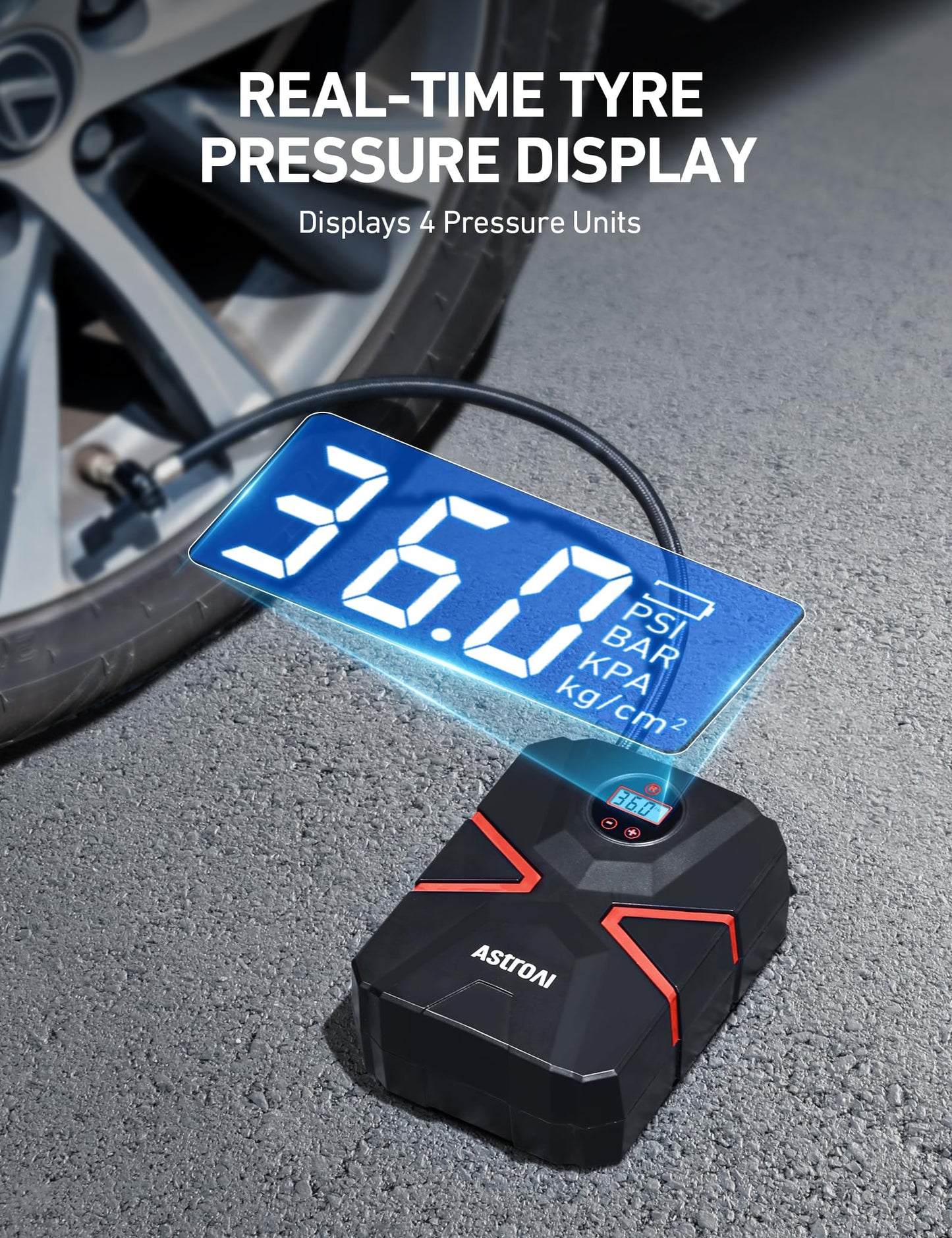 AstroAI Tyre Inflator Air Compressor 12V DC, Digital Car Tyre Pump 150 PSI