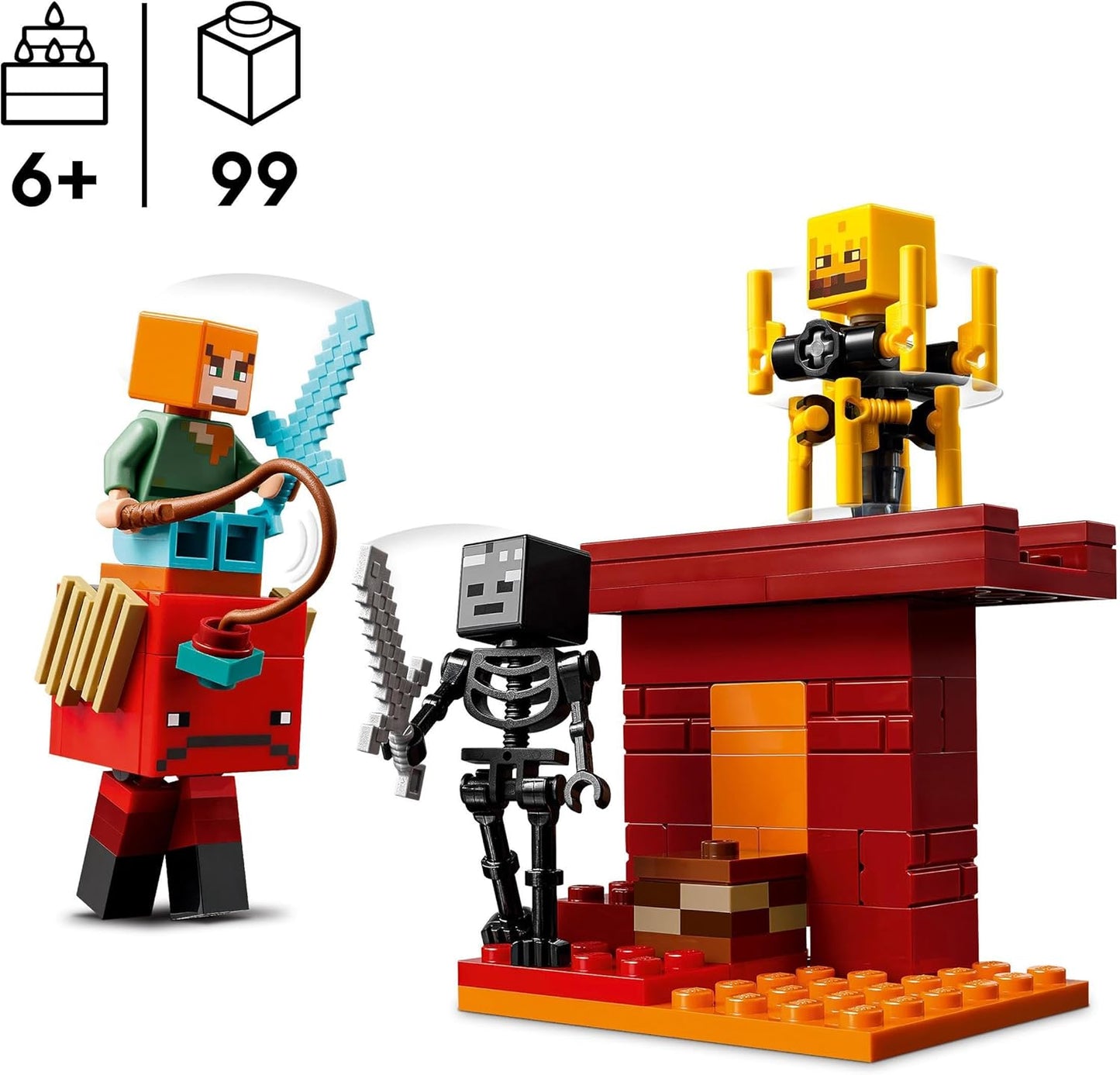 LEGO Minecraft The Nether Lava Battle Building Toy Set with an Alex Figure