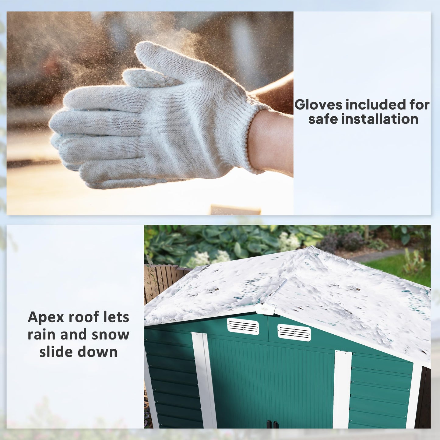 Outsunny 7 x 4ft Garden Shed, Easy to Assemble, Upgraded Galvanised Steel Frame with Foundation Kit, Double Doors with Lock, Outdoor Metal Shed with Vents and Gloves, Garden Storage Shed, Dark Grey