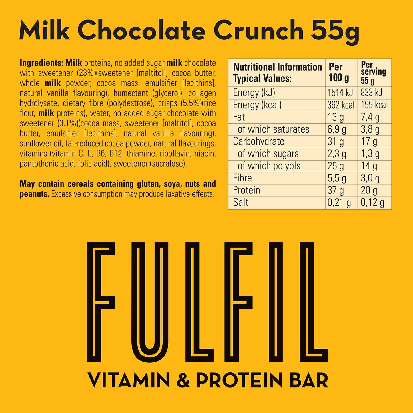 FULFIL Vitamin and Protein Bars (15 x 55 g Bars)