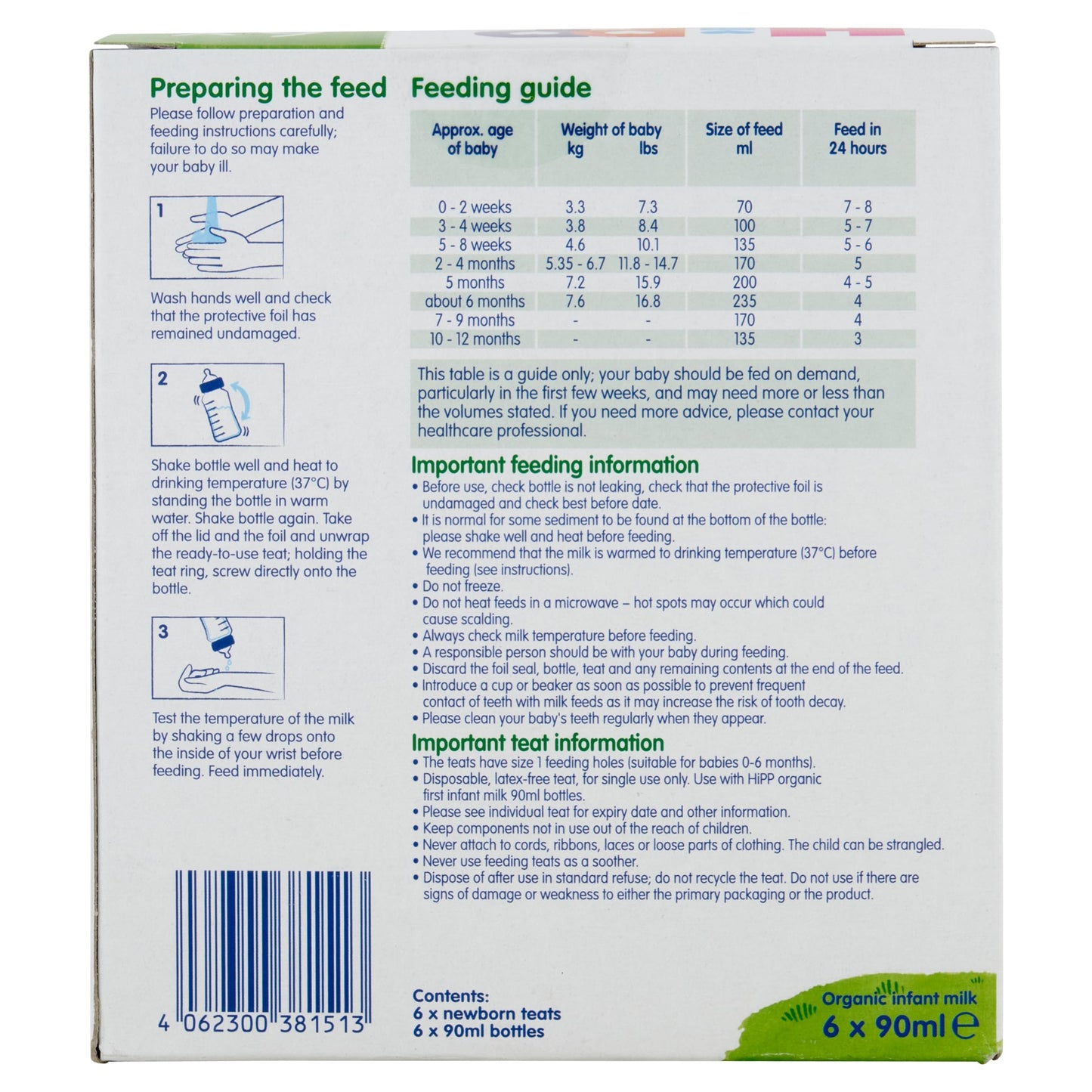 HiPP Organic 1 First Milk Ready To Feed 200ml (pack of 6)