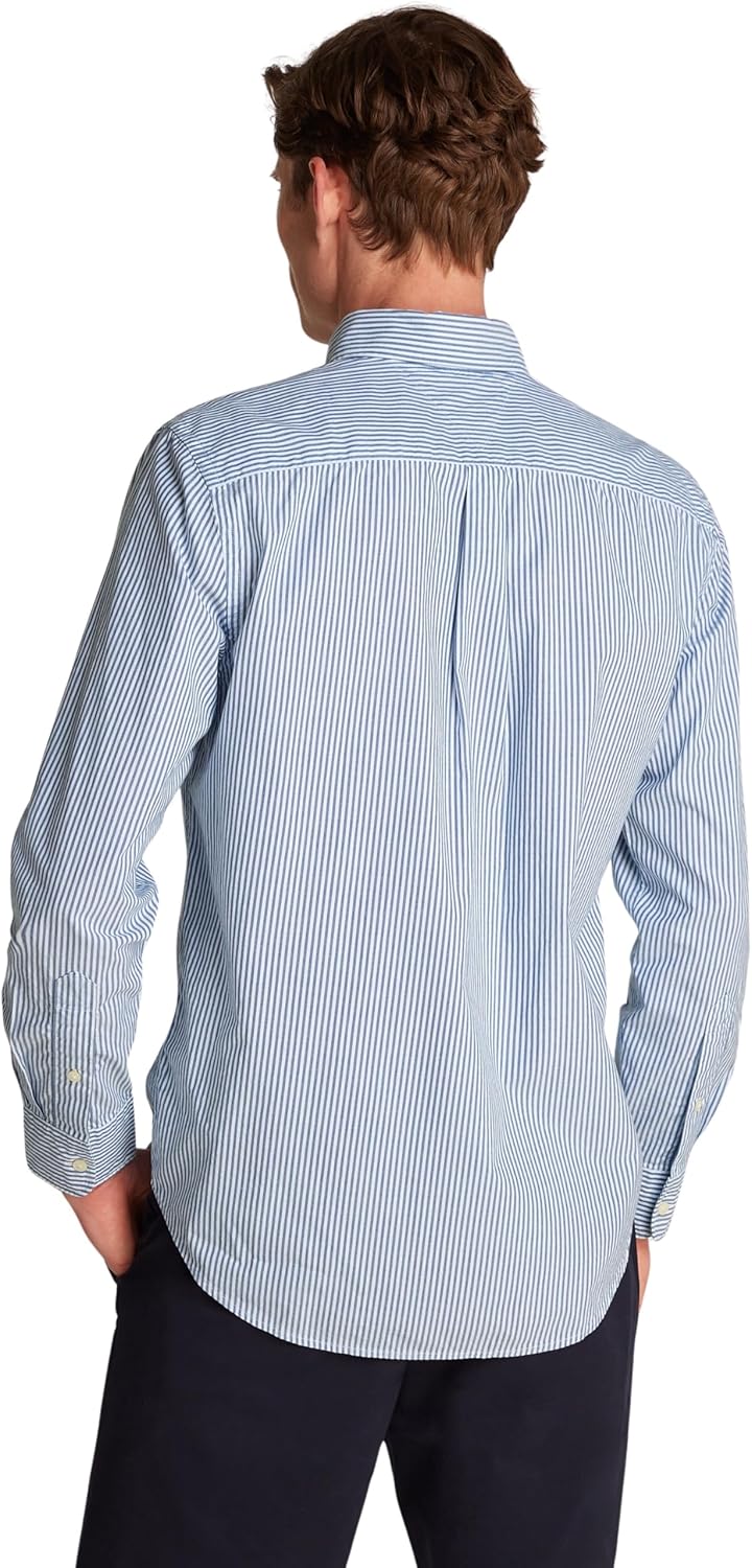 Tommy Hilfiger Men’s Flex Poplin Classic Regular Fit Shirt, Multicolor (Wedge Blue/Optic White), M