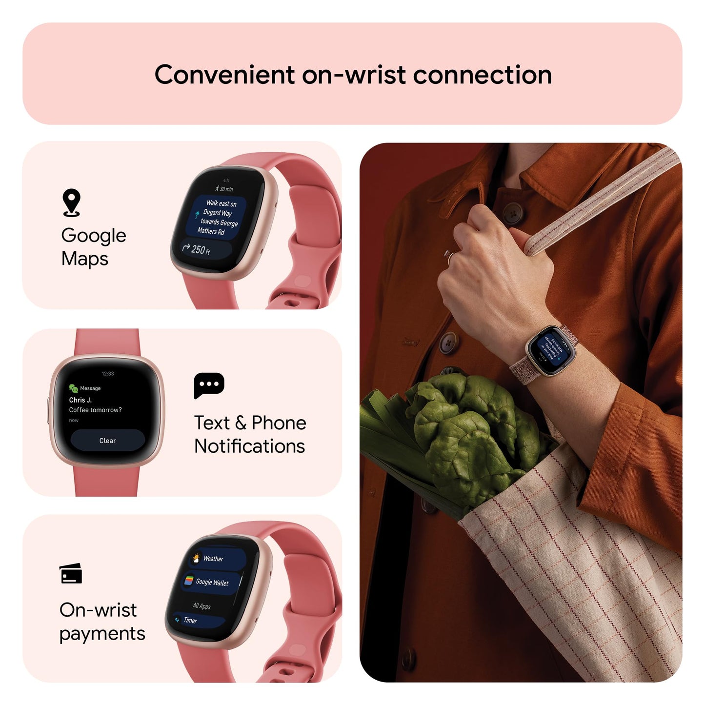 Google Fitbit Versa 4 Fitness Smartwatch with built-in GPS and up to 6 days battery life - compatible with iOS 15 or higher & Android OS 9.0 or higher