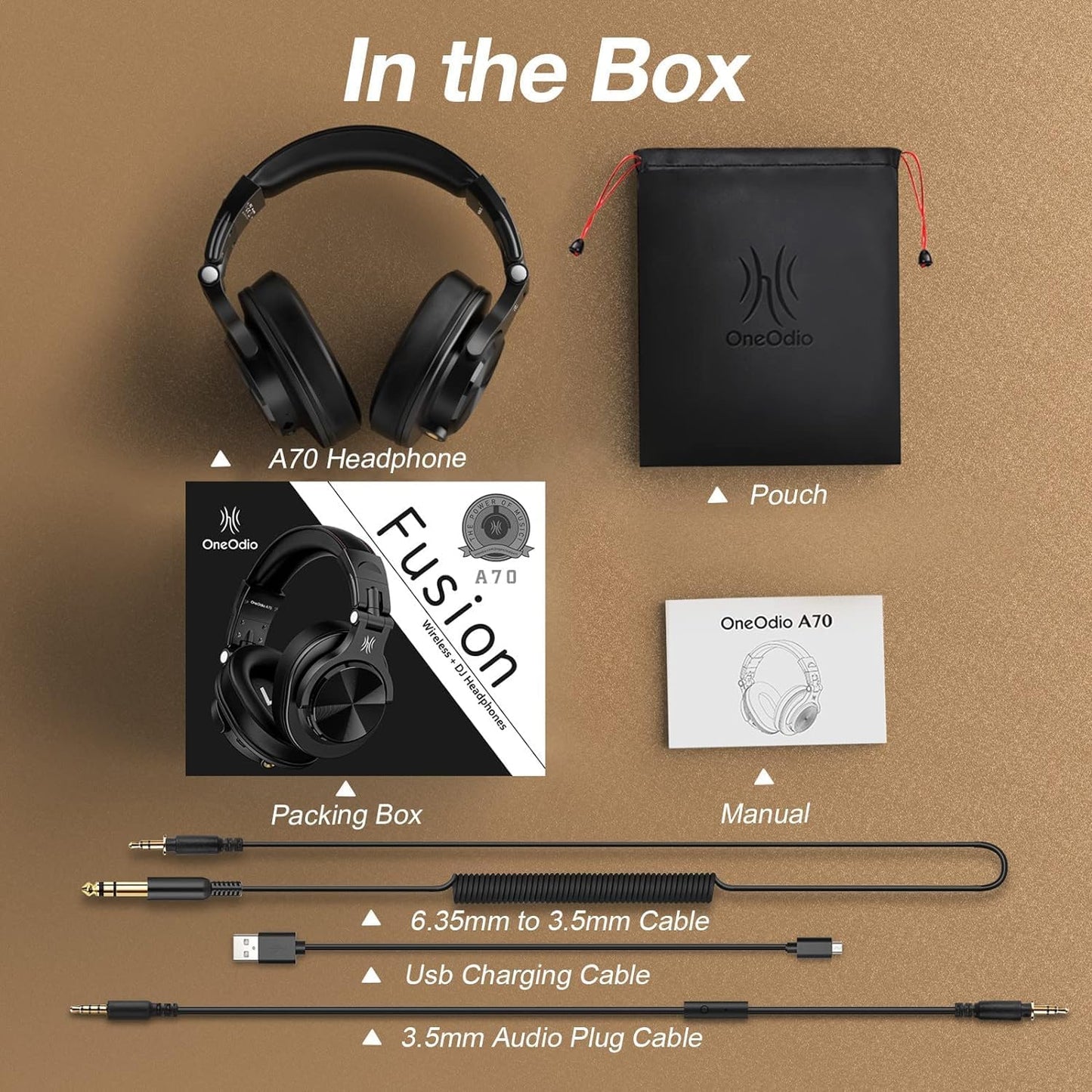 OneOdio A70 Bluetooth Headphones Over Ear, 72 Hrs Playtime, Monitor Level Stereo Sound Quality, Foldable Wireless&Wired DJ Headphone, Professional Studio Headphones for DJ/TV/PC/Phone